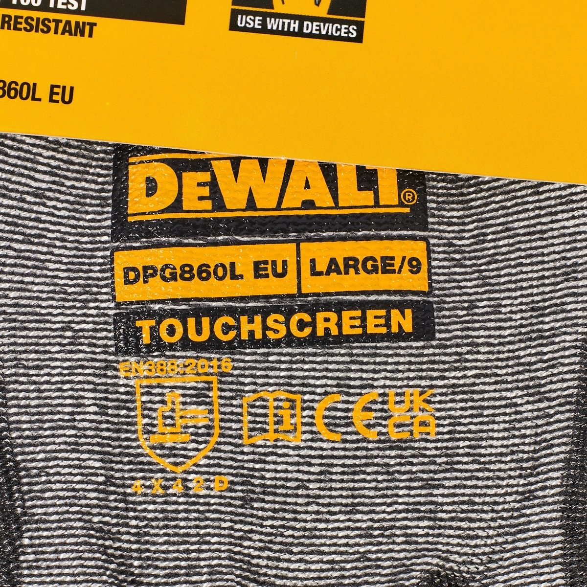 DEWALT ถุงมือเซพตี้ ไซส์ L (Touch Screen) รุ่น DPG860L เคลือบยางแท้ 100% ผ้าถักไร้ตะเข็บเพื่อความกระชับสบาย (ดีวอลท์)