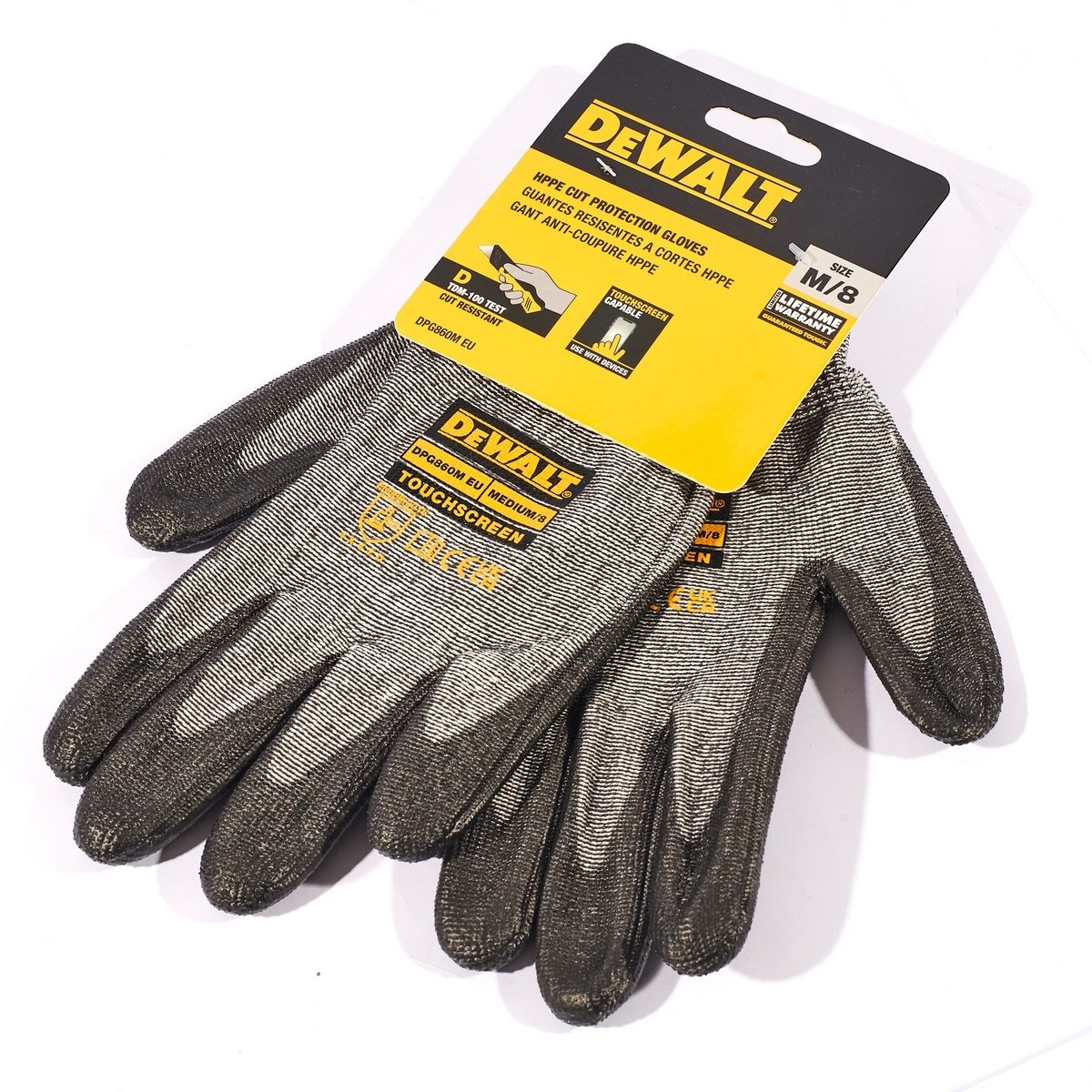 DEWALT ถุงมือเซพตี้ ไซส์ M (Touch Screen) รุ่น DPG860M เคลือบยางแท้ 100% ผ้าถักไร้ตะเข็บเพื่อความกระชับสบาย (ดีวอลท์)