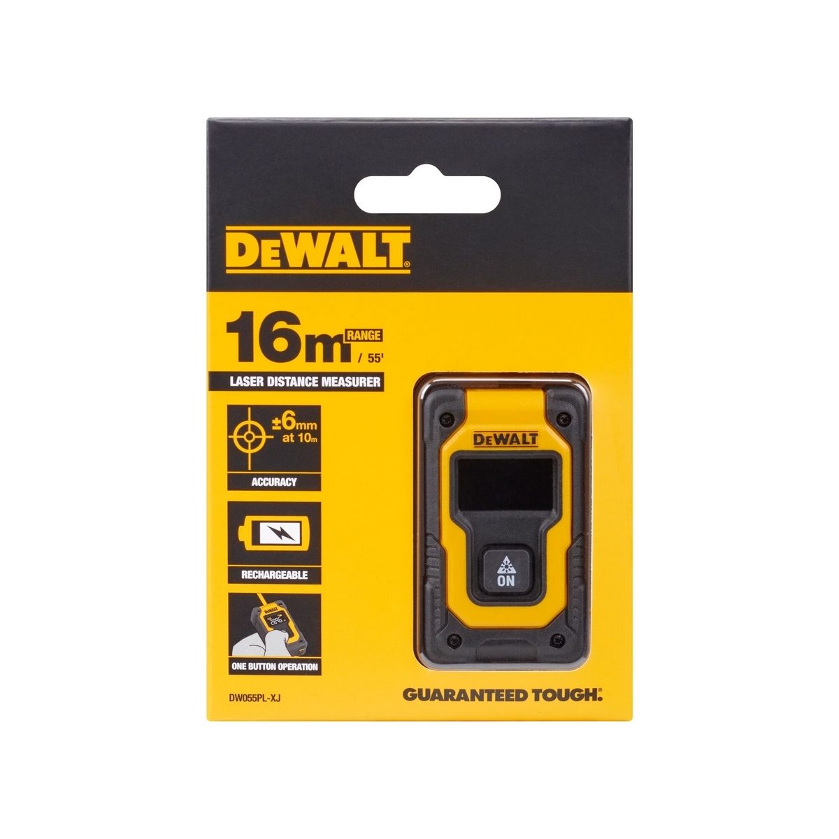 DEWALT เลเซอร์วัดระยะ 16 เมตร รุ่น DW055PL-XJ กำลังไฟฟ้า 3.7 โวลต์ ความแม่นยำ +/- 6 มม. ต่อ 10 เมตร (ดีวอลท์)