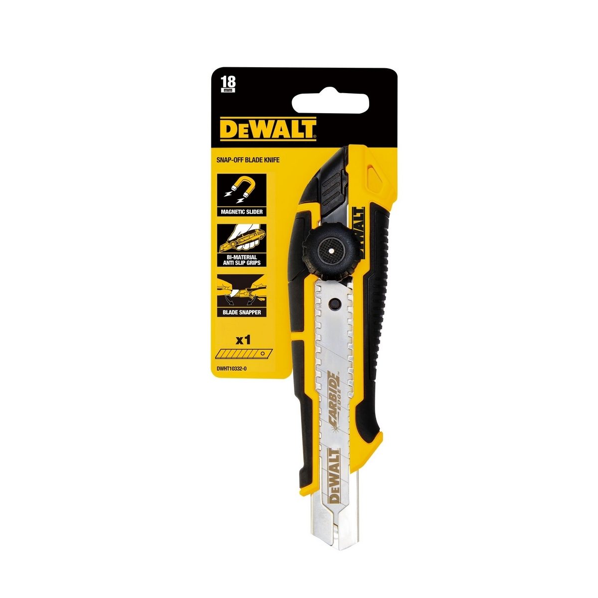 DEWALT มีดคัตเตอร์ ขนาด 18 มม. รุ่น DWHT10332-0-30 ใบมีด Carbide แข็งแรงกว่าทั่วไป 3 เท่า (ดีวอลท์)