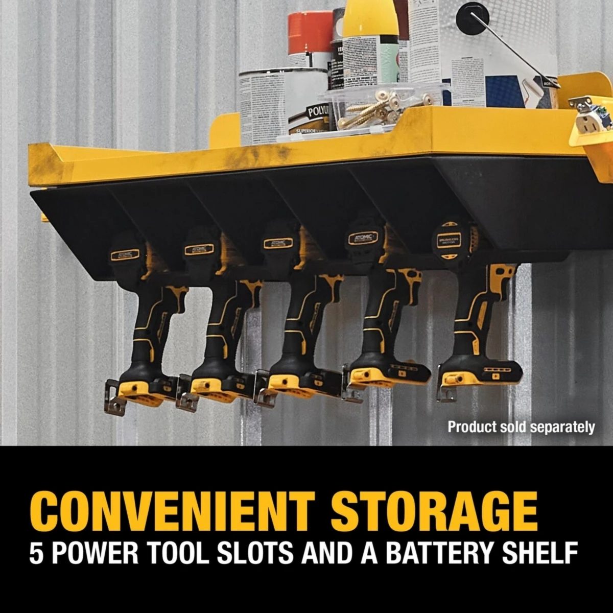 DEWALT ชุดแขวนเครื่องมือ 5 ช่อง รุ่น DWST82822 ชุดเก็บ Power Tool สามารถรองรับน้ำหนักได้ถึง 100 ปอนด์ (ดีวอลท์)