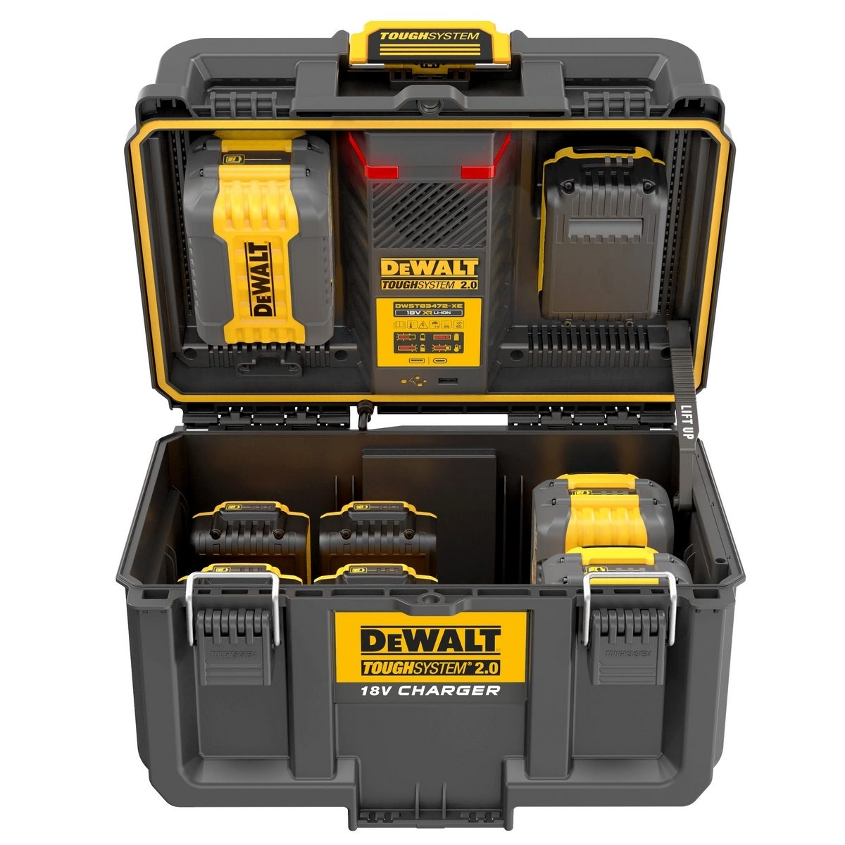 DEWALT กล่องเก็บและชาร์ตแบตเตอรี่ TOUGHSYSTEM 2.0 รุ่น DWST83471-QW IP65 ป้องกันน้ำและฝุ่น (ดีวอลท์) ไม่รวมแบตเตอรี่