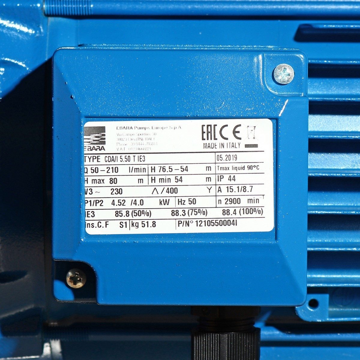 CDA-5.50T หอยโข่งใบพัดคู่ (5.5HP 3สาย)