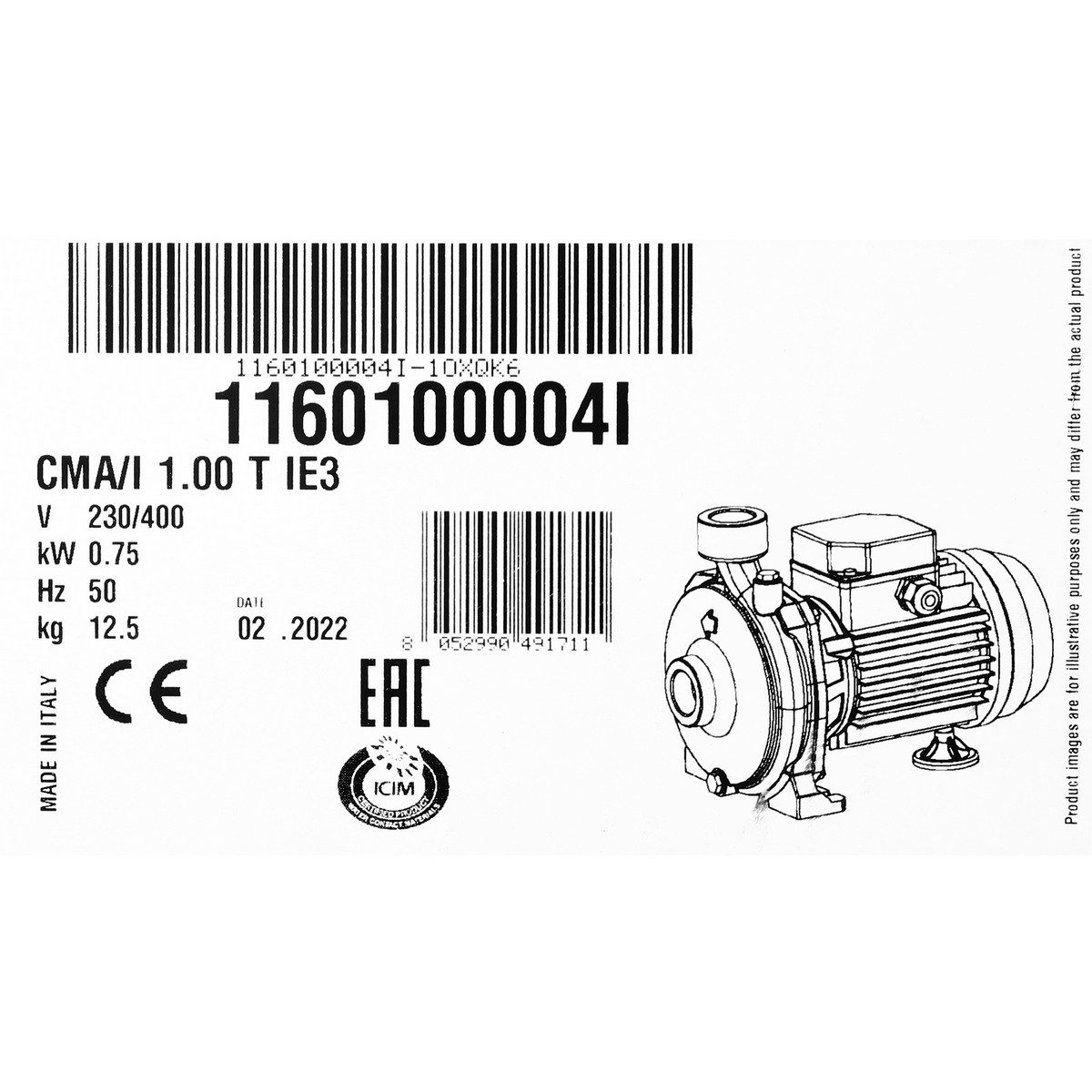 CMA-1.00T ปั๊มหอยโข่ง (1 HP 3สาย)