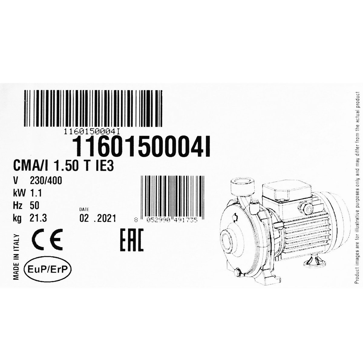 CMA-1.50T ปั๊มหอยโข่ง (1.5 HP 3สาย)