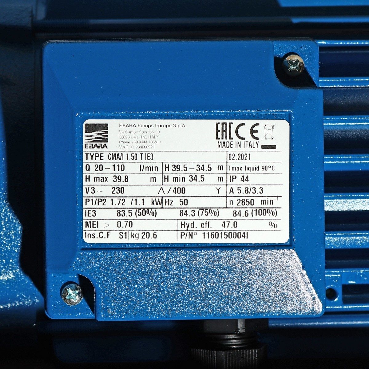 CMA-1.50T ปั๊มหอยโข่ง (1.5 HP 3สาย)