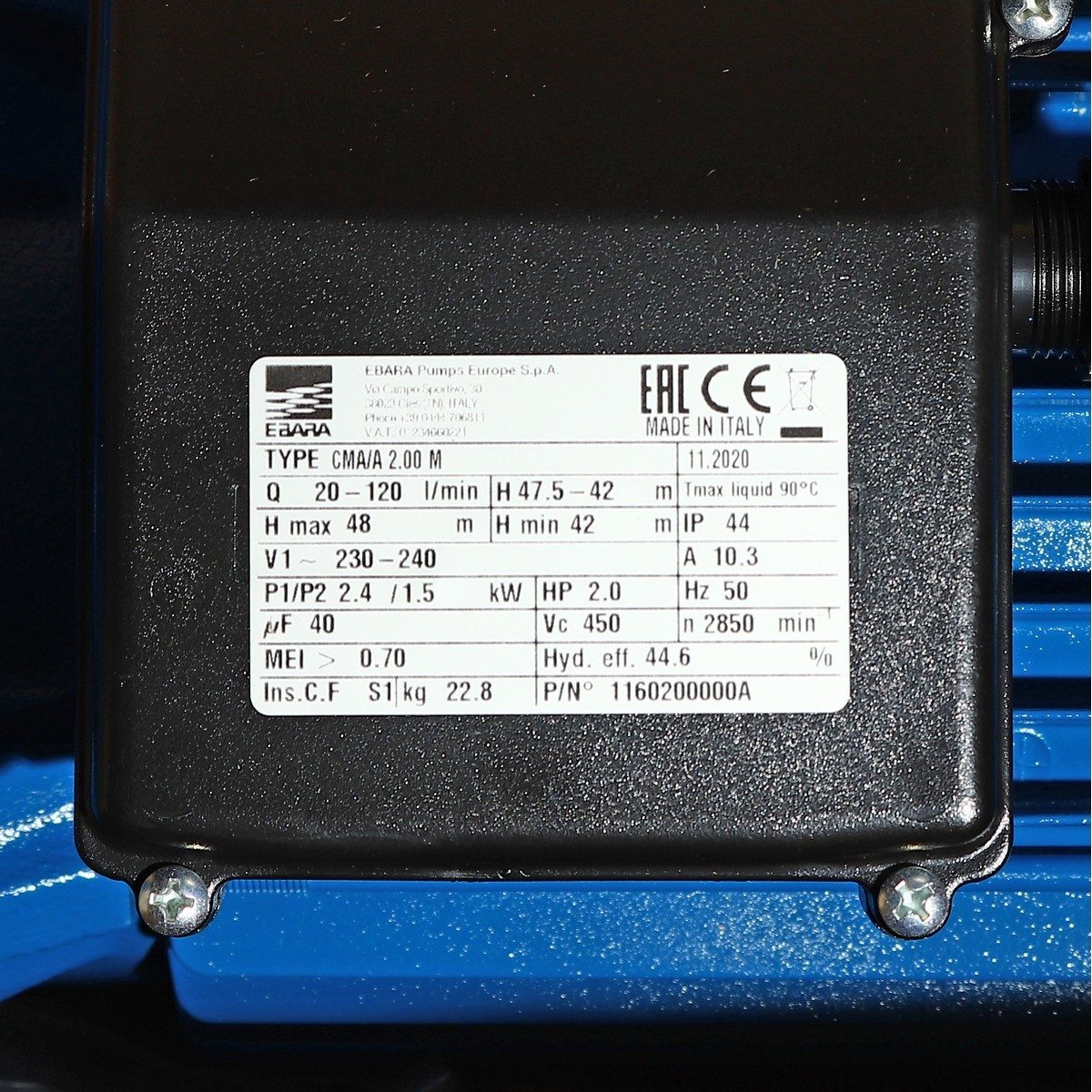 CMA-2.00M ปั๊มหอยโข่ง (2 HP 2สาย)