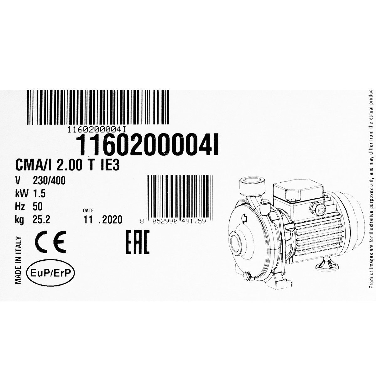 CMA-2.00T ปั๊มหอยโข่ง (2 HP 3สาย)
