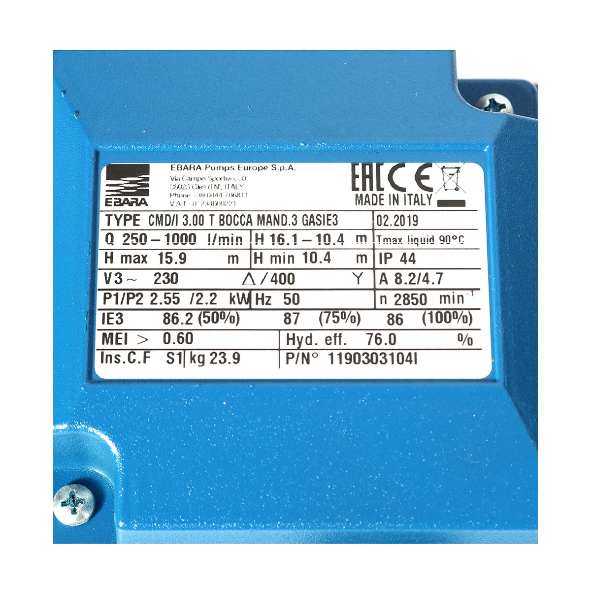 CMD-3.00T ปั๊มหอยโข่ง-น้ำมาก(3HP 3สาย)