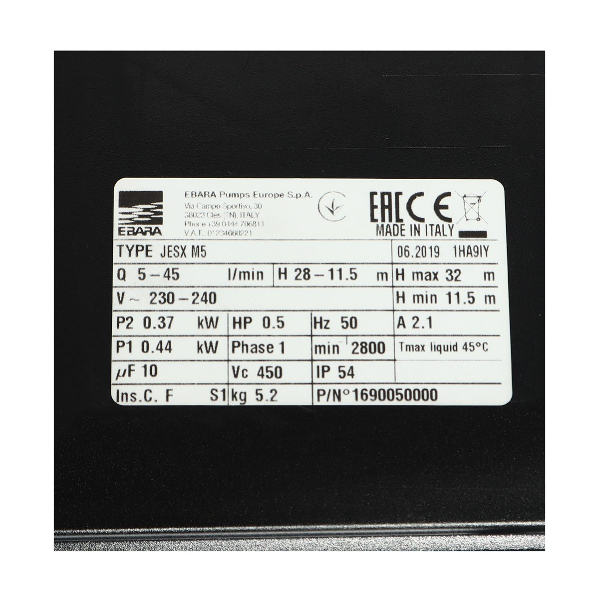 JESXM-5 SELF-PRIMING SS304 (0.5HP 2สาย)