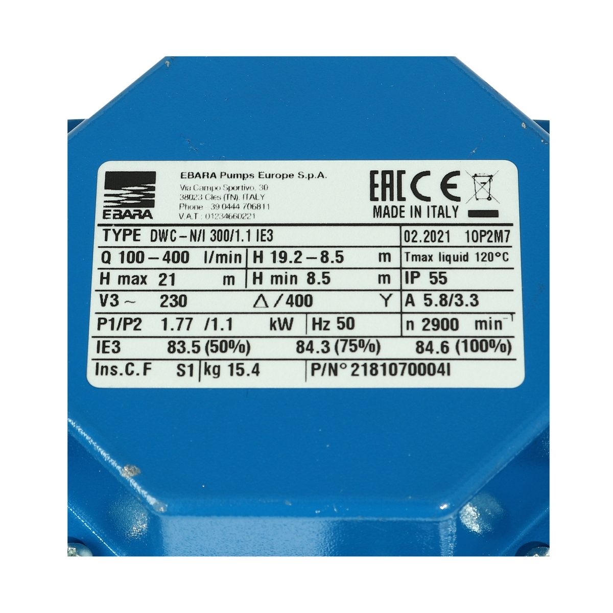 DWC-N 300/1.1  ปั๊มแสตนเลสใบพัดปิด 1.5HP