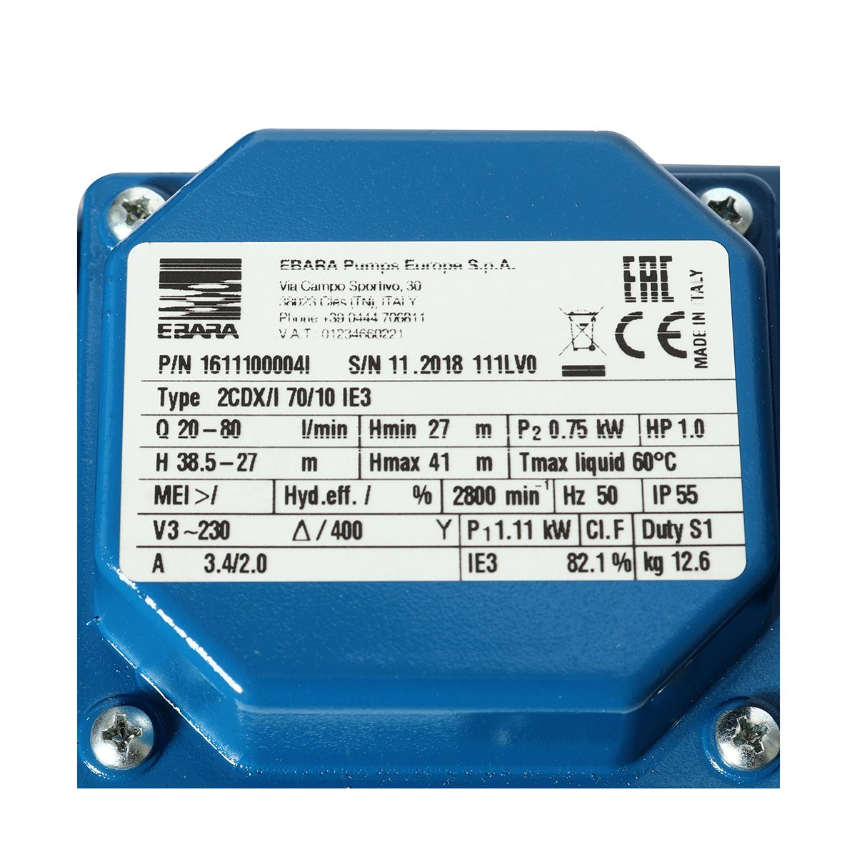 2CDX-70/10 ปั๊ม SS304 ใบพัดคู่ 3 สาย