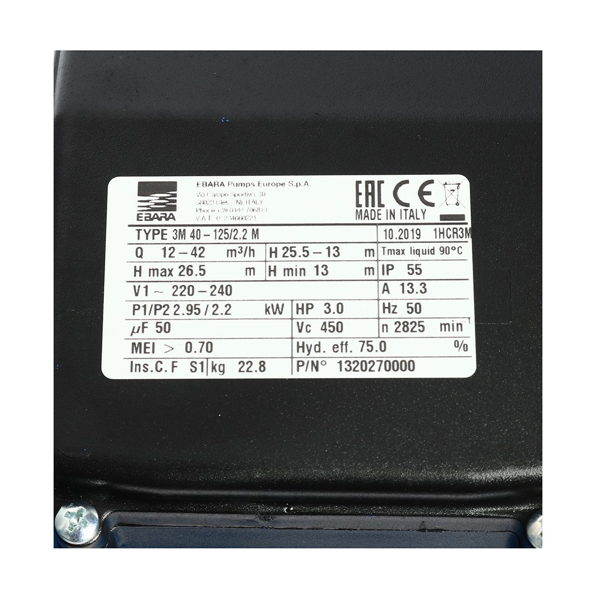 3M 40-125/2.2M  ปั๊มสแตนเลส - 2สาย
