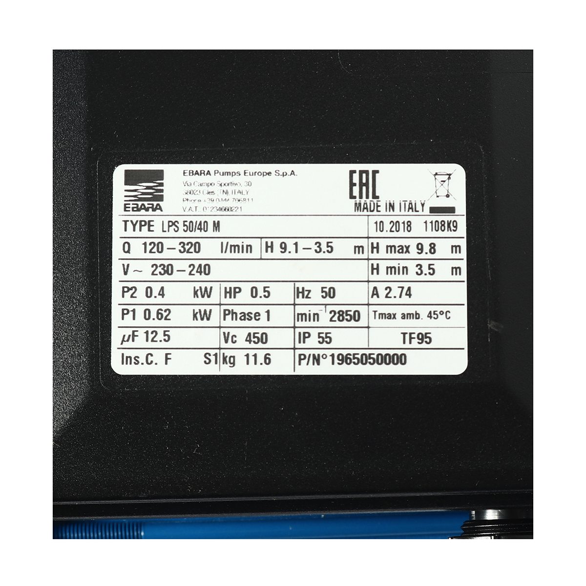 LPS 50/40M ปั๊มแสตนเลส IN-LINE 2 สาย