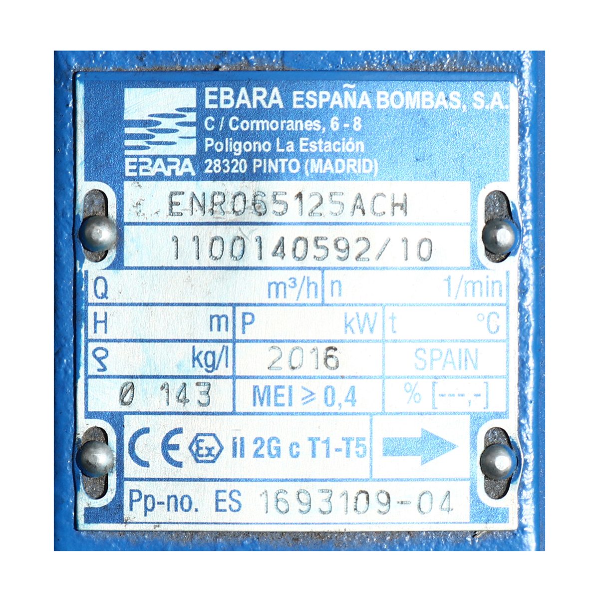 ENR 65-125 ปั๊มเพลาลอย ไม่รวมหน้าแปลน