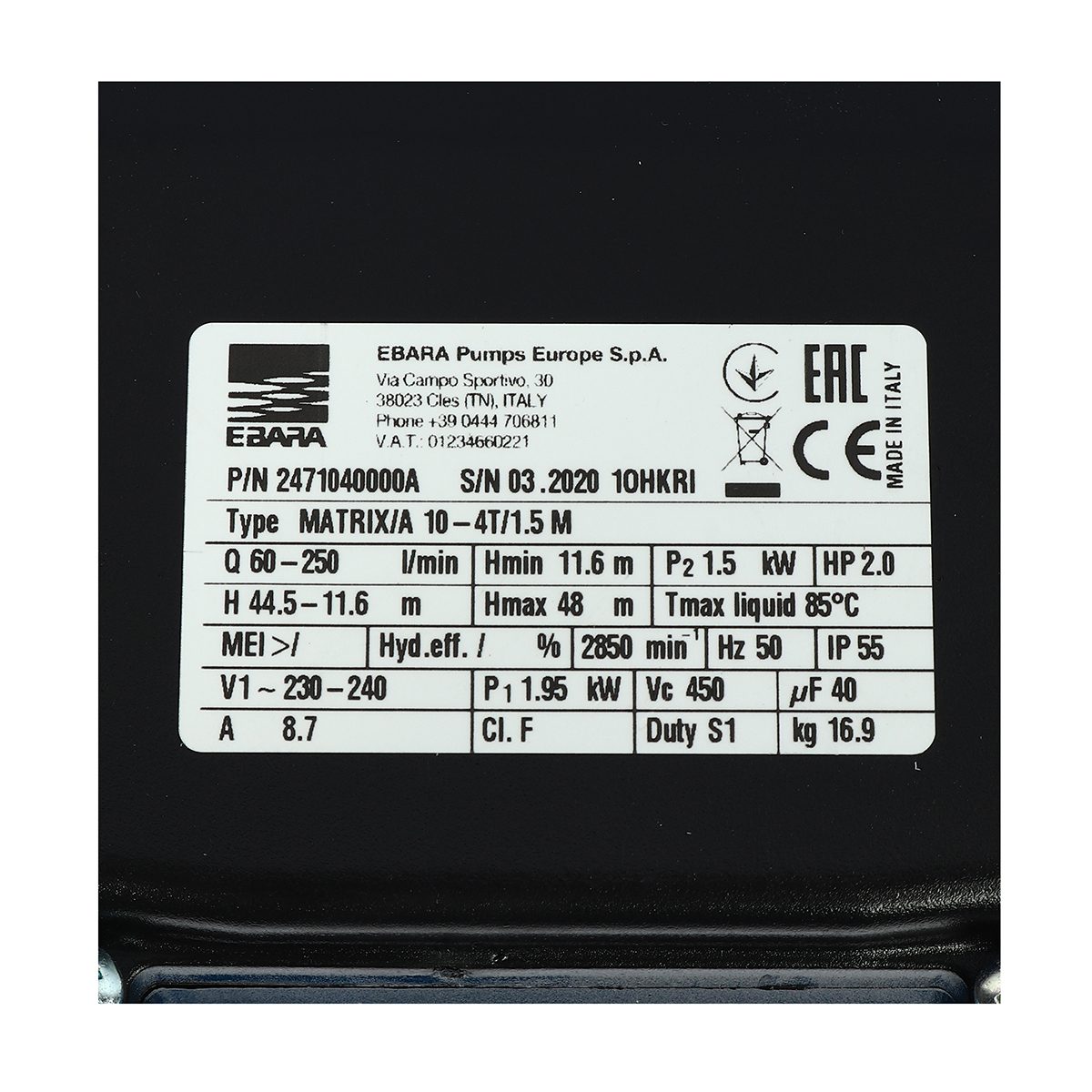 MATRIX 10-4T/1.5M ปั๊มน้ำหลายใบพัดแนวนอน