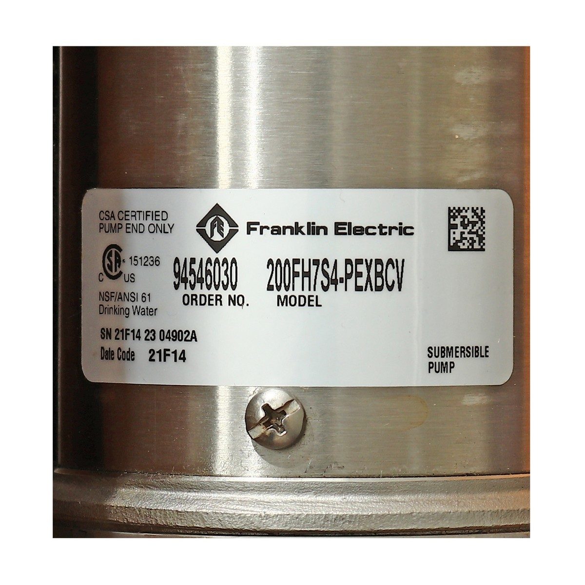 FRANKLIN เฉพาะหัวปั๊มบ่อบาดาล 5HP รุ่น 270FH5S4-PEXB ท่อส่งออก 2 นิ้ว ส่งสูง 114-29 ม. ปริมาณน้ำ 0-360 ลิตร/นาที ไม่รวมมอเตอร์ (แฟรงคลิน)