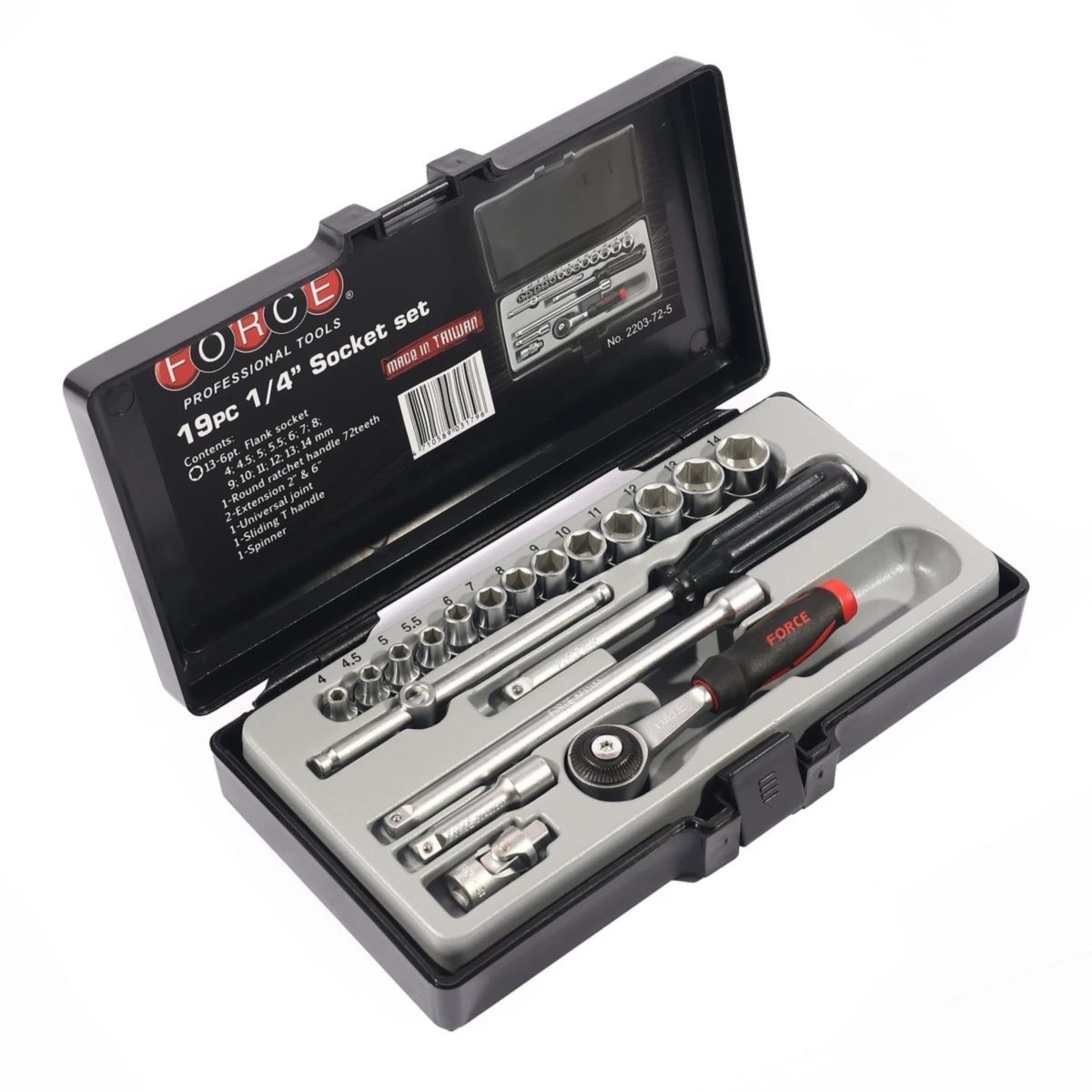 2203-72-5 ชุดลูกบ๊อกซ์ขนาด 1/4" 19 ชิ้น