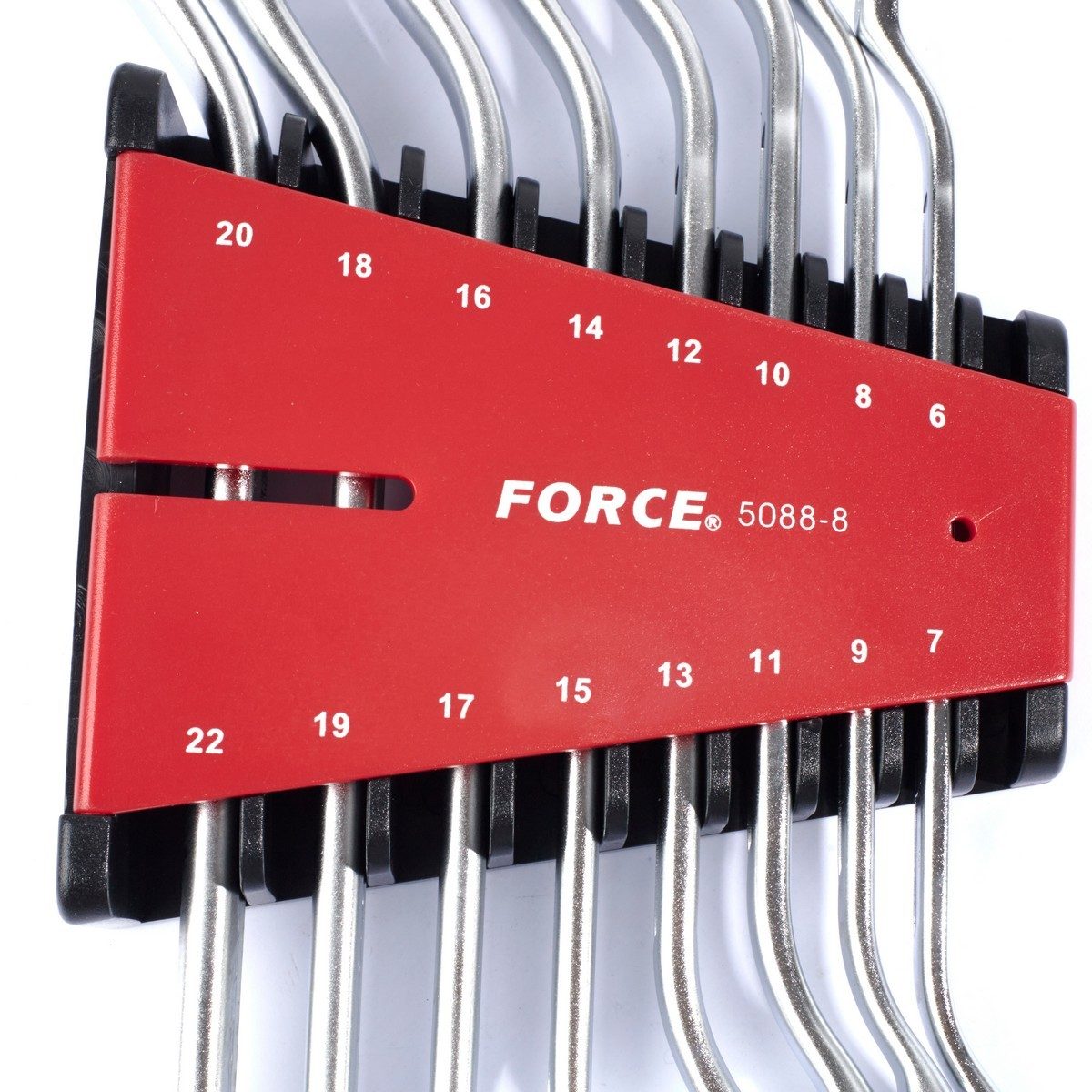 FORCE (ฟอร์ซ) ชุดประแจแหวน 45 องศา หน่วยวัดมิลลิเมตร ขนาด 6x7, 8x9, 10x11, 12x13, 14x15, 16x17, 18x19, 20x22 มม. (8 ชิ้น/ชุด)