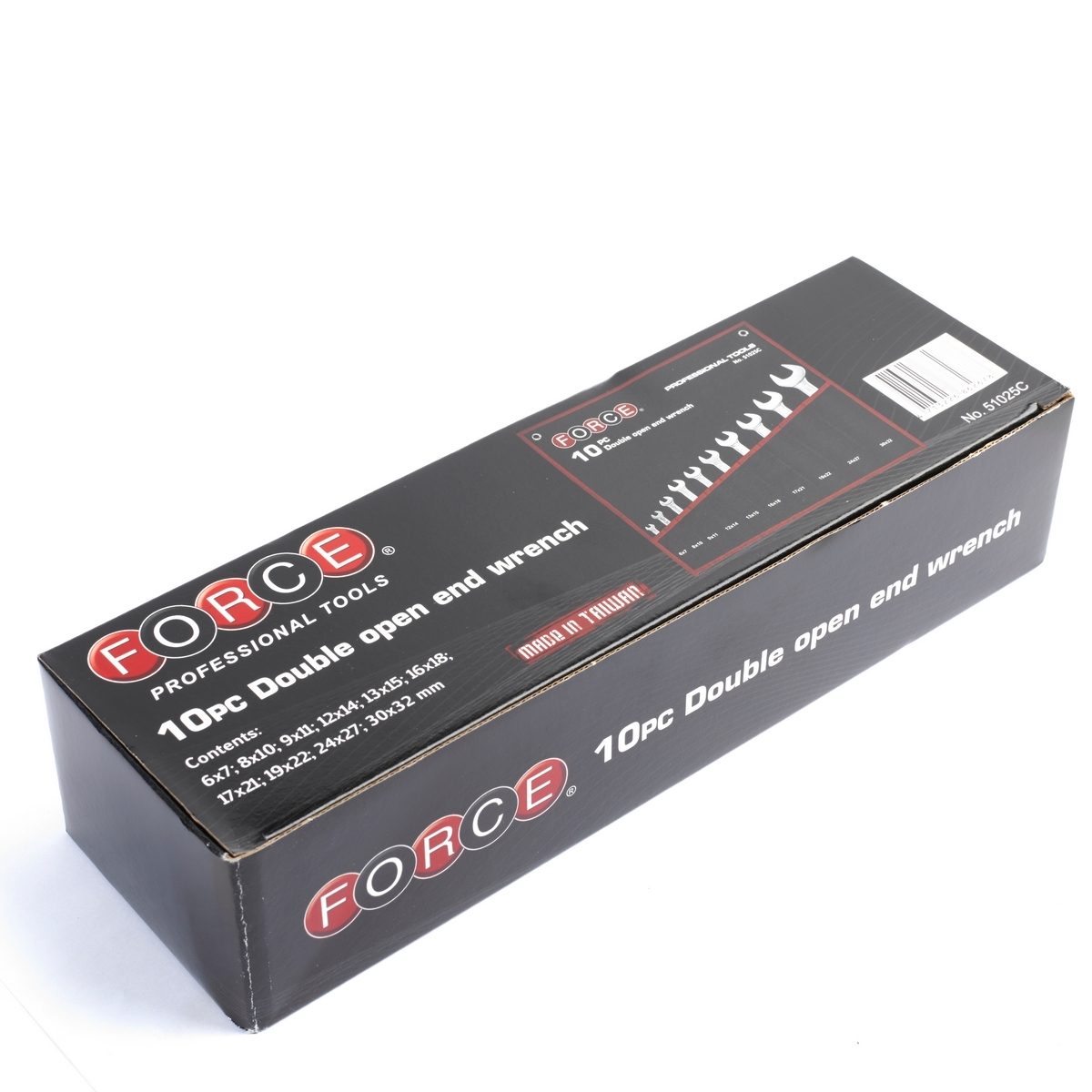 FORCE (ฟอร์ซ) 51025C ชุดประแจปากตาย 2 ข้าง 10 ชิ้น วัสดุผลิตจากโครมวานาเดียม CRV มีความทนทาน บรรจุในซองไนล่อน