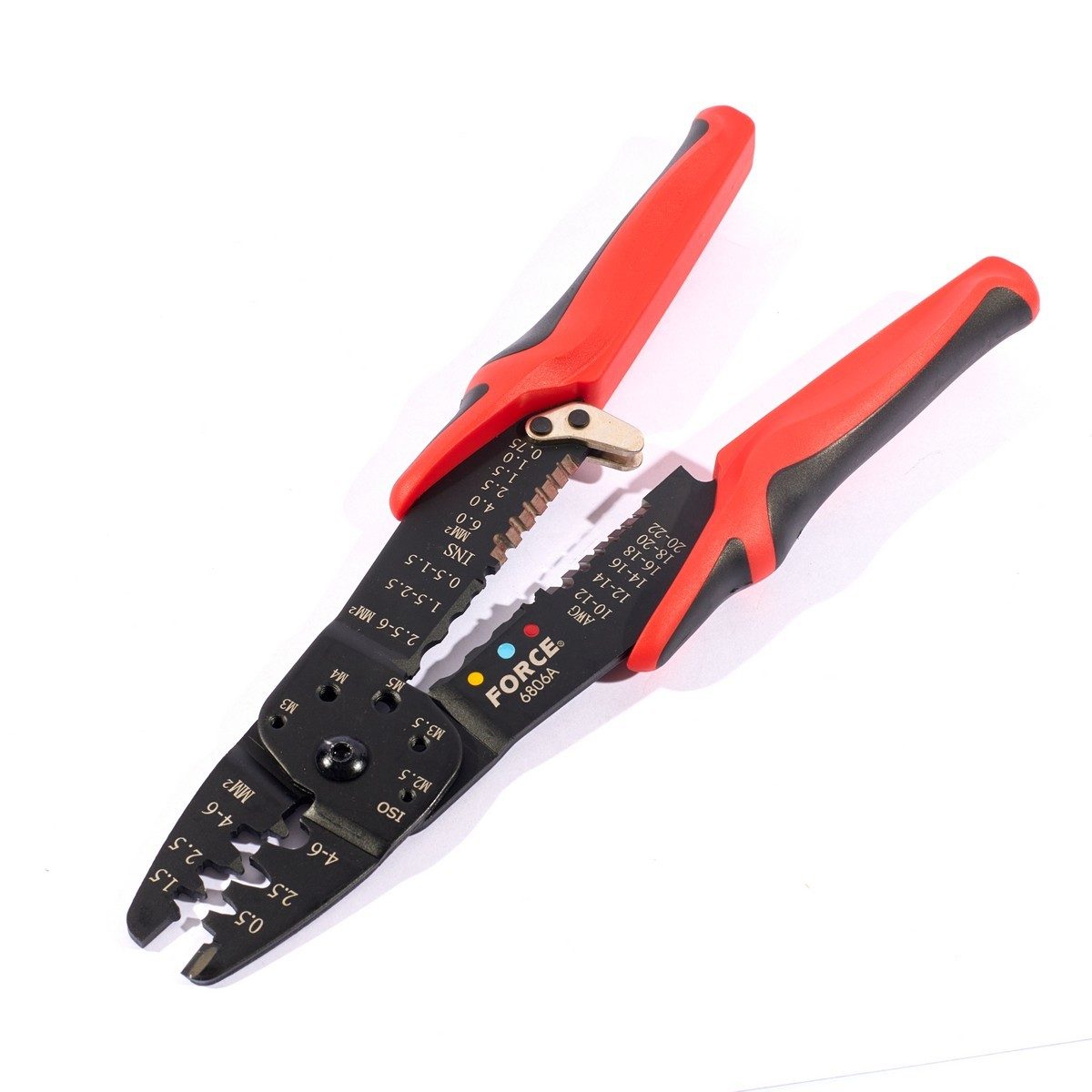 FORCE คีมปอกสายไฟ 10 - 20 AWG FORCE รุ่น 6806A สามารถตัดลวดและสายไฟได้ ด้ามแดง (ฟอร์ซ)