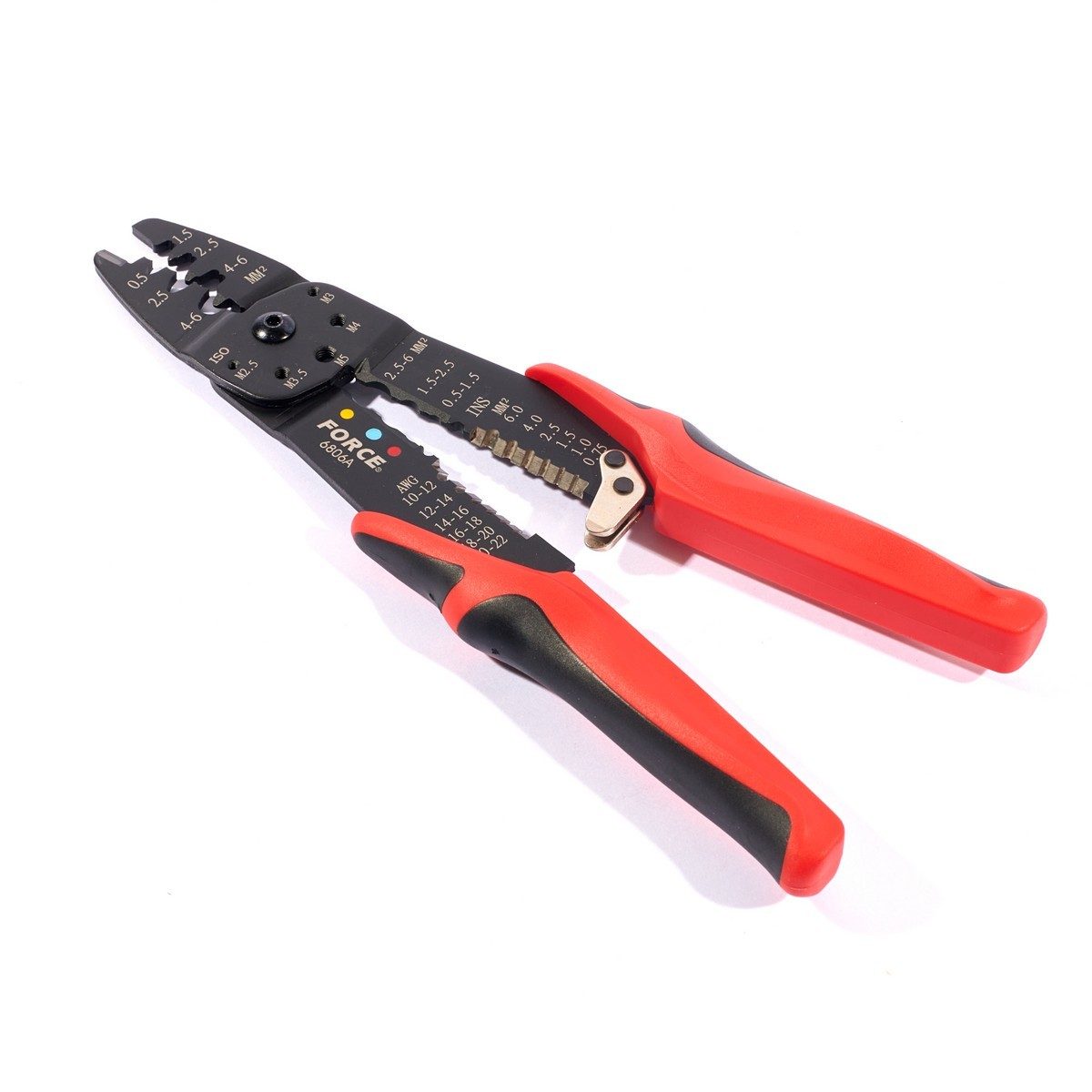 FORCE คีมปอกสายไฟ 10 - 20 AWG FORCE รุ่น 6806A สามารถตัดลวดและสายไฟได้ ด้ามแดง (ฟอร์ซ)