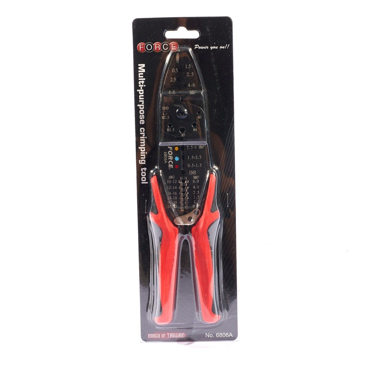 FORCE คีมปอกสายไฟ 10 - 20 AWG FORCE รุ่น 6806A สามารถตัดลวดและสายไฟได้ ด้ามแดง (ฟอร์ซ)