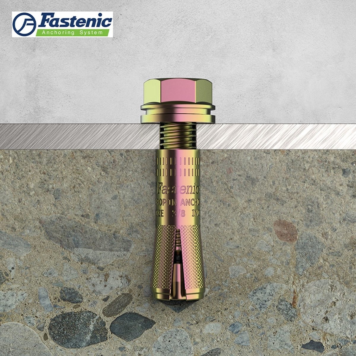FASTENIC พุกดร็อปอิน 3/4 นิ้ว รุ่น DR-34 ผลิตจากเหล็กอย่างดี ชุบ Zinc สีรุ้ง เพื่อป้องกันสนิม (ฟาสเทนนิค)
