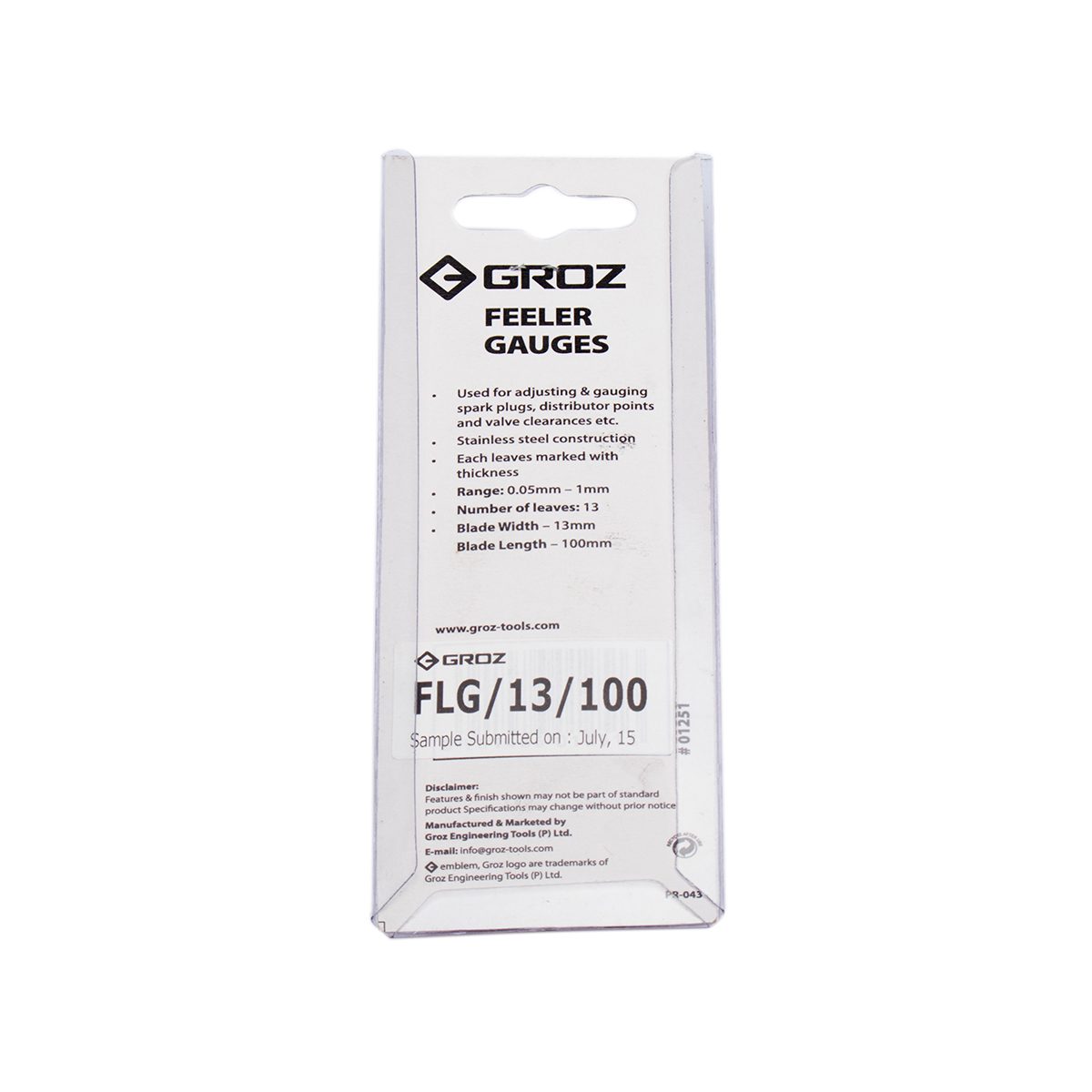 FLG/13/100 ฟิลเลอร์เกจ 13PCS, 0.05-1MM