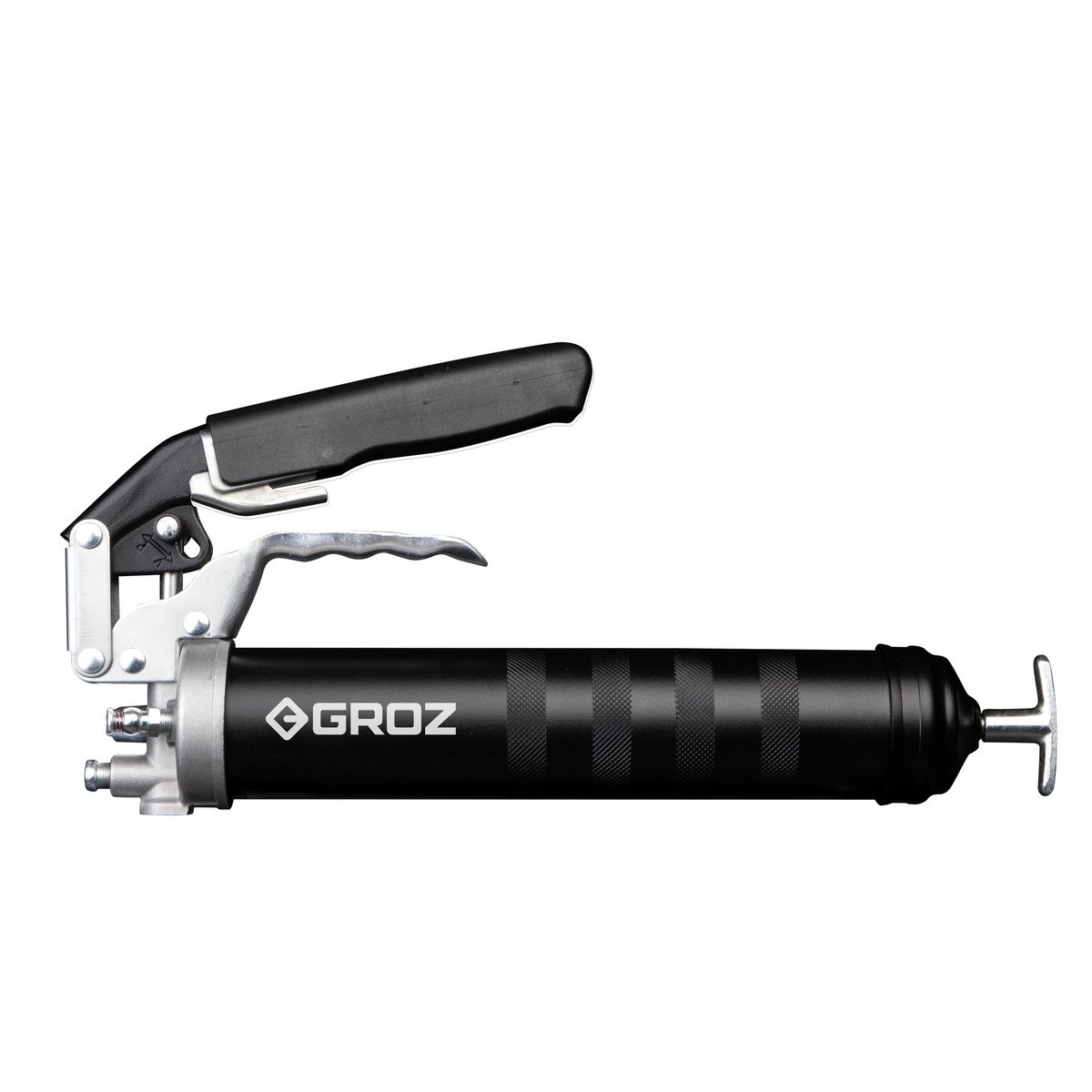 GROZ กระบอกอัดจารบี 2in1 ขนาด 500 ซีซี รุ่น G77RF-18/B  แบบปืนยิงและก้านโยก พร้อมท่ออ่อนและท่อแข็ง ความจุจาระบี 14 ออนซ์ การจ่ายจาระบีต่อการ