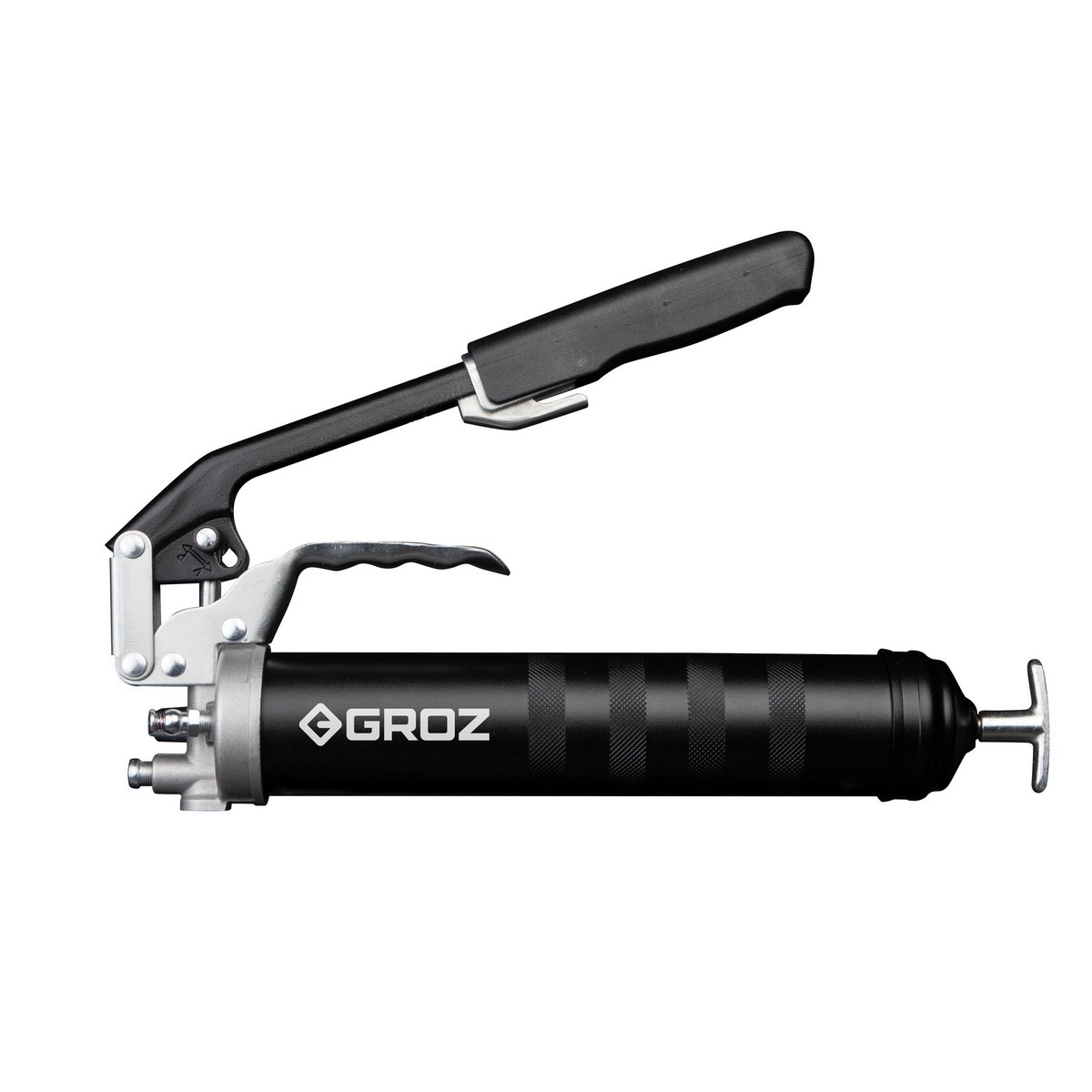GROZ กระบอกอัดจารบี 2in1 ขนาด 500 ซีซี รุ่น G77RF-18/B  แบบปืนยิงและก้านโยก พร้อมท่ออ่อนและท่อแข็ง ความจุจาระบี 14 ออนซ์ การจ่ายจาระบีต่อการ