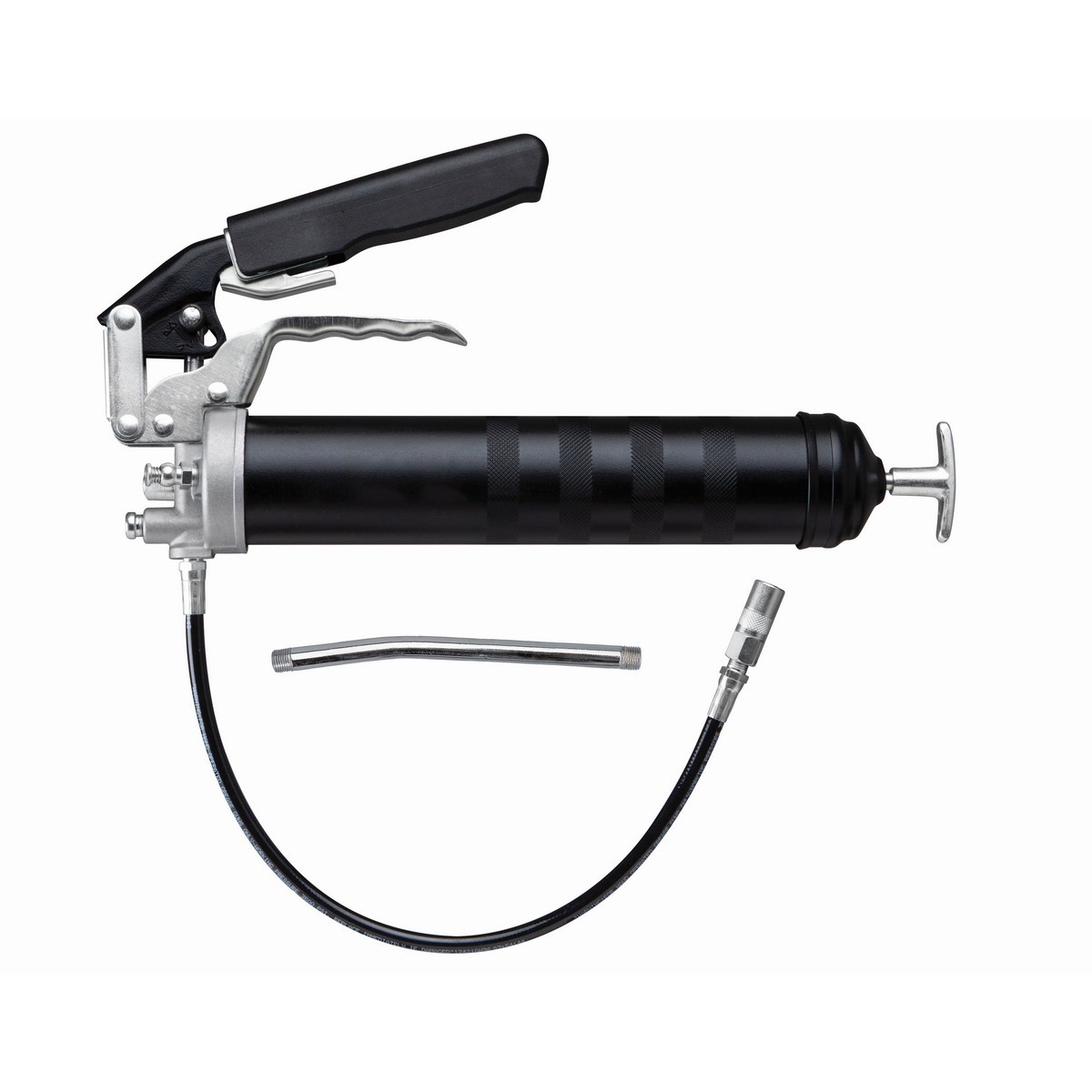 GROZ กระบอกอัดจารบี 2in1 ขนาด 500 ซีซี รุ่น G77RF-18/B  แบบปืนยิงและก้านโยก พร้อมท่ออ่อนและท่อแข็ง ความจุจาระบี 14 ออนซ์ การจ่ายจาระบีต่อการ