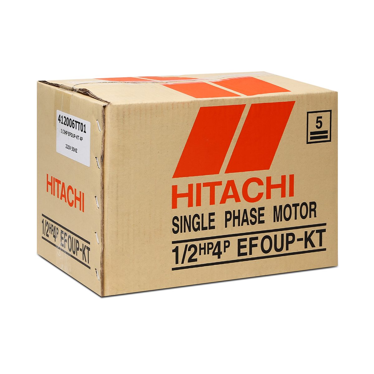 มอเตอร์ HITACHI รุ่น EFOU-KT กำลัง 1/2 แรงม้า (0.4 กิโลวัตต์) 1 เฟส 220 โวลต์ 4 โพล 2 สาย IP22 ความเร็วรอบ 1,450 RPM (รอบต่อนาที)