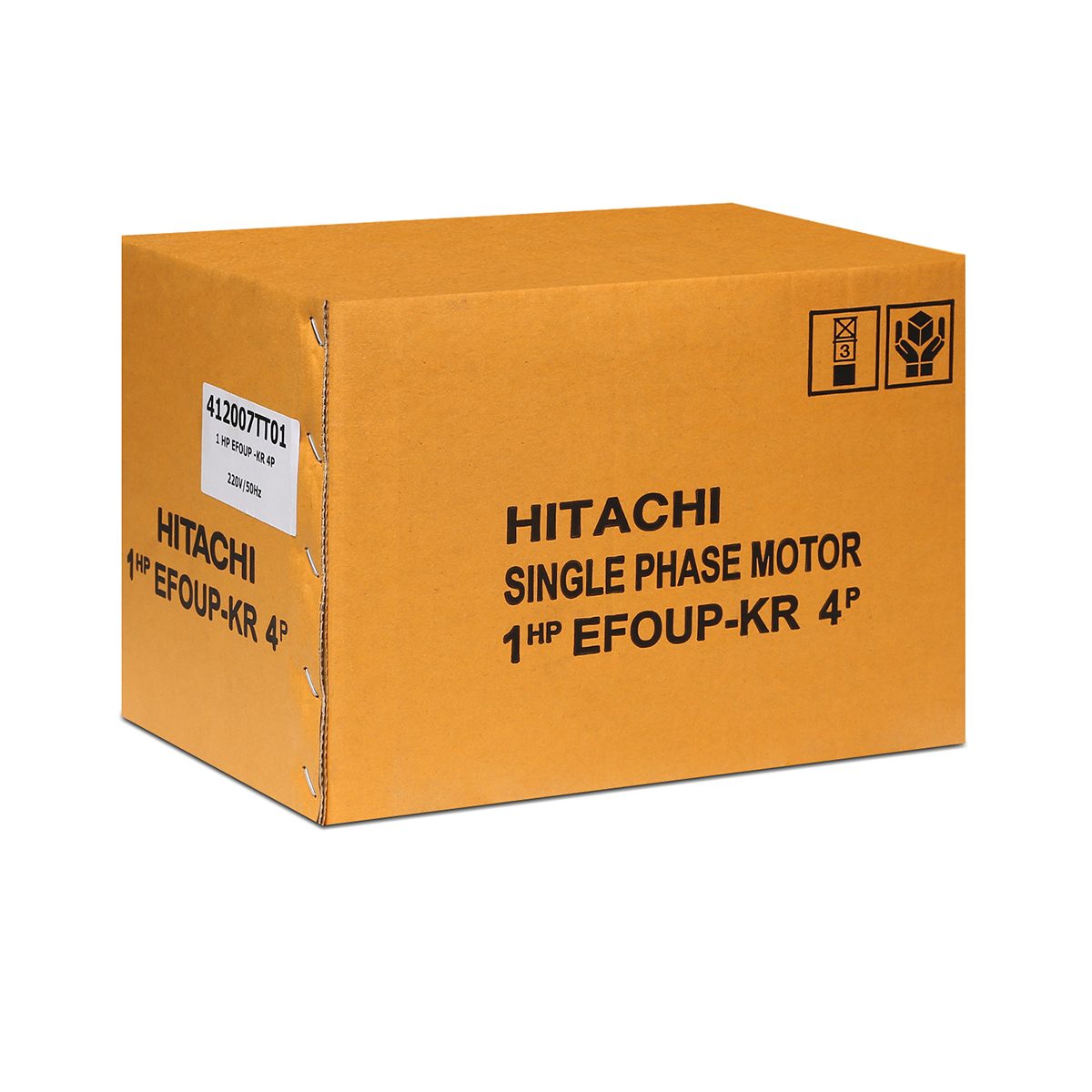มอเตอร์ HITACHI รุ่น EFOUP-KR กำลัง 1 แรงม้า (0.75 กิโลวัตต์) 1 เฟส 220 โวลต์ 4 โพล 2 สาย IP22 ความเร็วรอบ 1,450 RPM (รอบต่อนาที)
