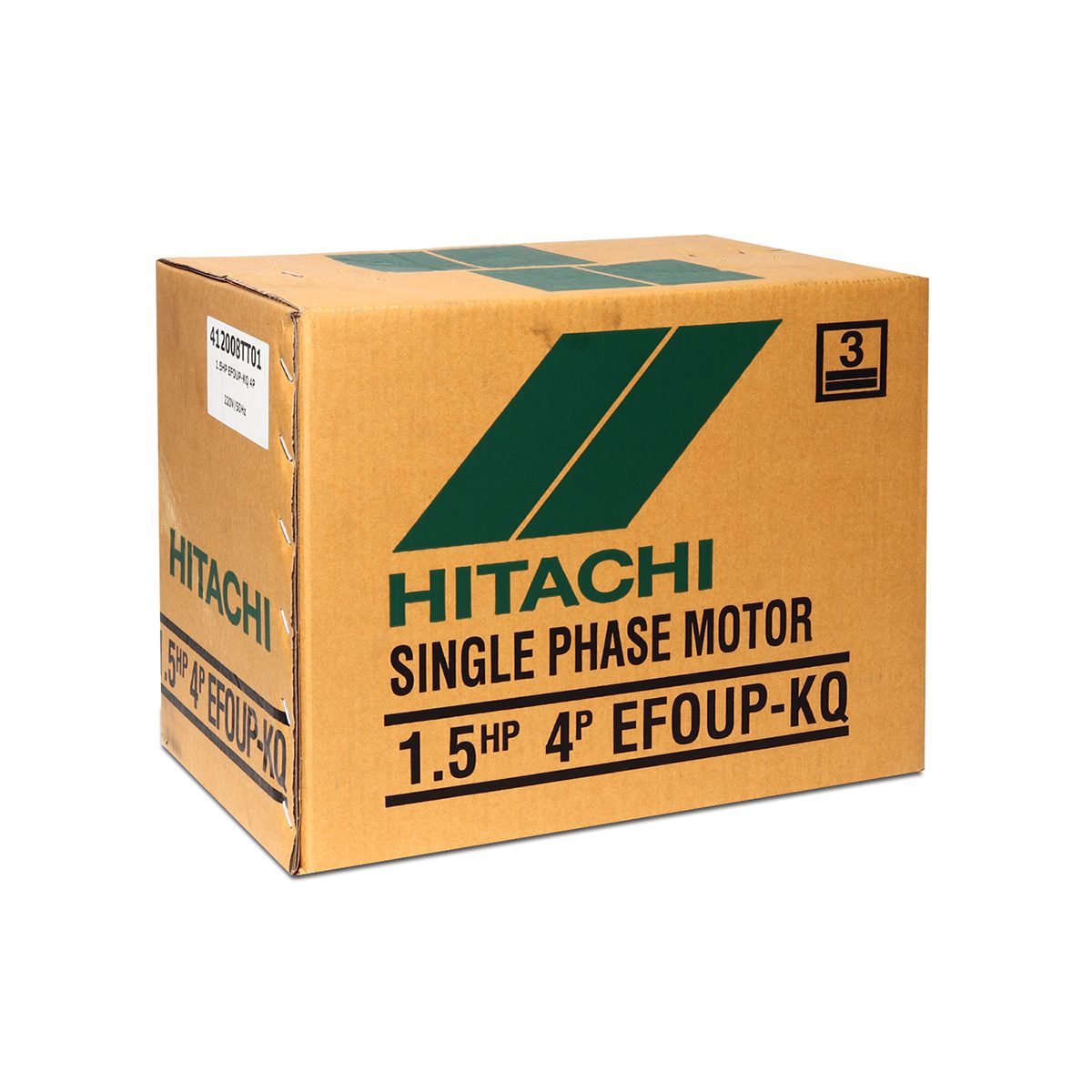 มอเตอร์ HITACHI รุ่น EFOUP-KQ กำลัง 1.5 แรงม้า (1.1 กิโลวัตต์) 1 เฟส 220 โวลต์ 4 โพล 2 สาย IP22 ความเร็วรอบ 1,450 RPM (รอบต่อนาที)