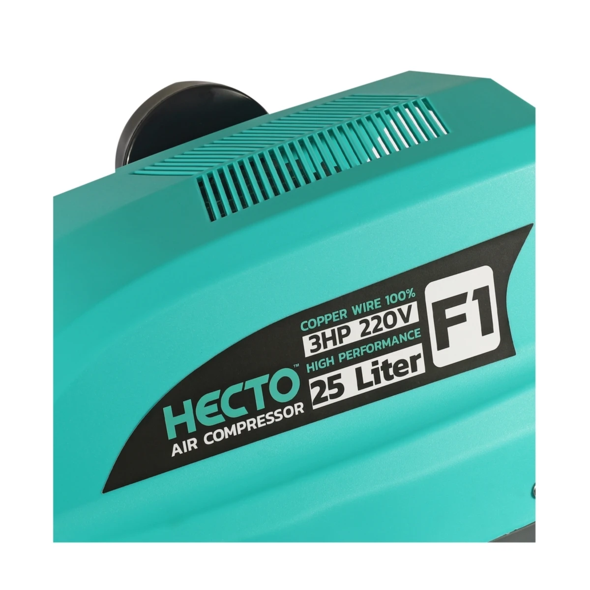 HECTO ปั๊มลมขับตรง (แบบฝาครอบเต็มใบ) 3 แรงม้า (2.2 กิโลวัตต์) รุ่น F1 220 โวลต์ 2 โพล แรงดันสูงสุด 8 บาร์ ขนาดถัง 25 ลิตร ความเร็ว 2850 รอบ/