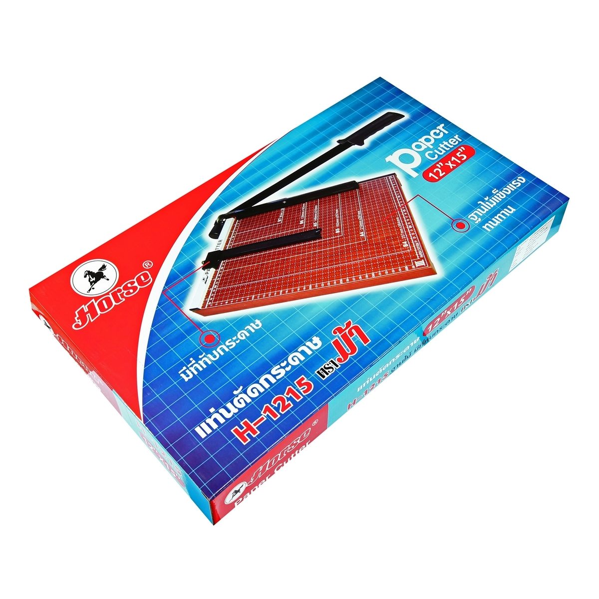 HORSE ตราม้า แท่นตัดกระดาษ ขนาด (กว้างxยาว) 12x15 นิ้ว รุ่น H-1215 ชนิดฐานไม้ เหมาะสำหรับรองตัดกระดาษที่มีขนาดเล็กกว่า B4 มาพร้อมสเกลวัดขนาด