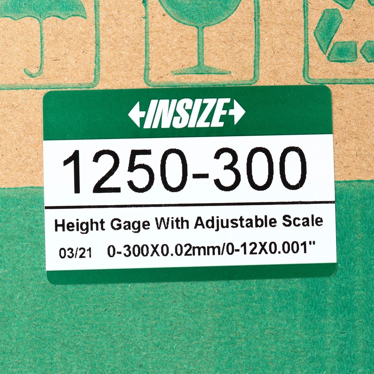 เวอร์เนียร์ไฮเกจ (เกจ์วัดความสูง) (Vernier Height Gage) อินไซส์ (INSIZE) รุ่น 1250-300 ช่วงระยะวัด 0-300 มม. (0-12 นิ้ว) ความละเอียด 0.02 (0