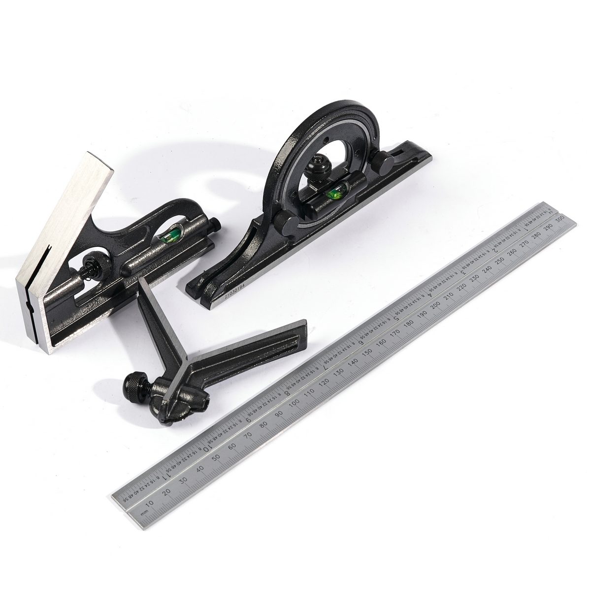 ชุดวัดฉากผสม (Combination Square Set) อินไซส์ (INSIZE) รุ่น 2278-180 นำมาใช้ในการวัดมุมช่วง 0-180 องศา ไม้บรรทัดเหล็ก ช่วงชัก 300 มม. (12 นิ