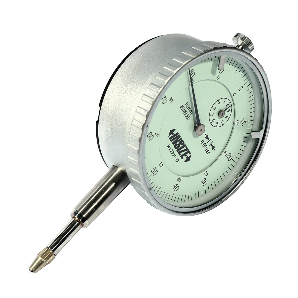 ไดอัลเกจหลังแบน (Dial Indicator) อินไซส์ (INSIZE) รุ่น 2301-10F ความละเอียด 0.01 มม. งานจิวเวอร์รี่