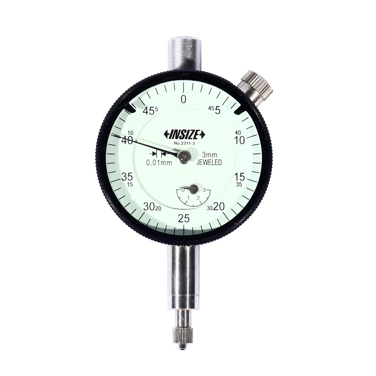 เครื่องไดอัลเกจ ขนาดเล็ก (หลังแบน) (Compact Dial Indicator) อินไซส์ (INSIZE) รุ่น 2311-3F ช่วงระยะวัด 3 มม. Accuracy 14 μm Hysteresis 3 µm R