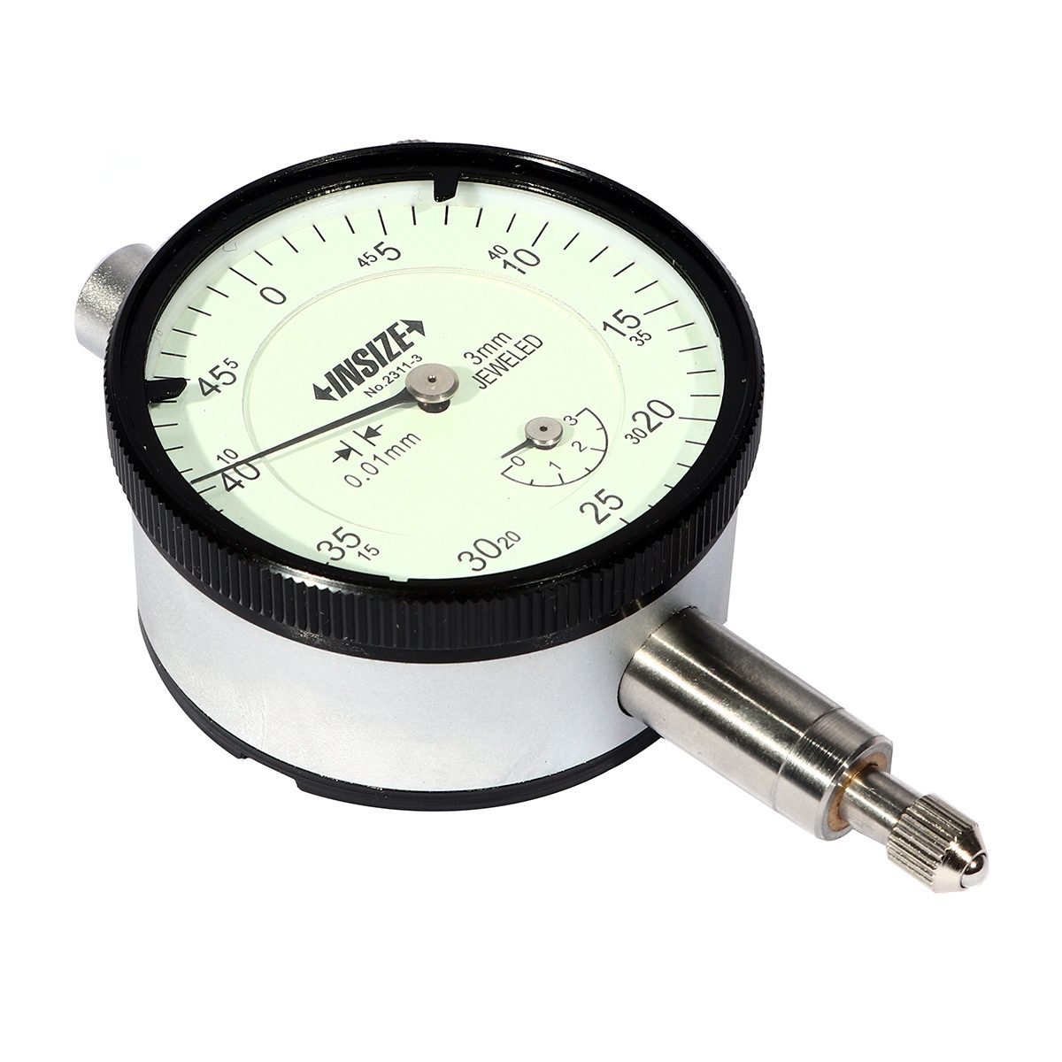 เครื่องไดอัลเกจ ขนาดเล็ก (หลังแบน) (Compact Dial Indicator) อินไซส์ (INSIZE) รุ่น 2311-3F ช่วงระยะวัด 3 มม. Accuracy 14 μm Hysteresis 3 µm R