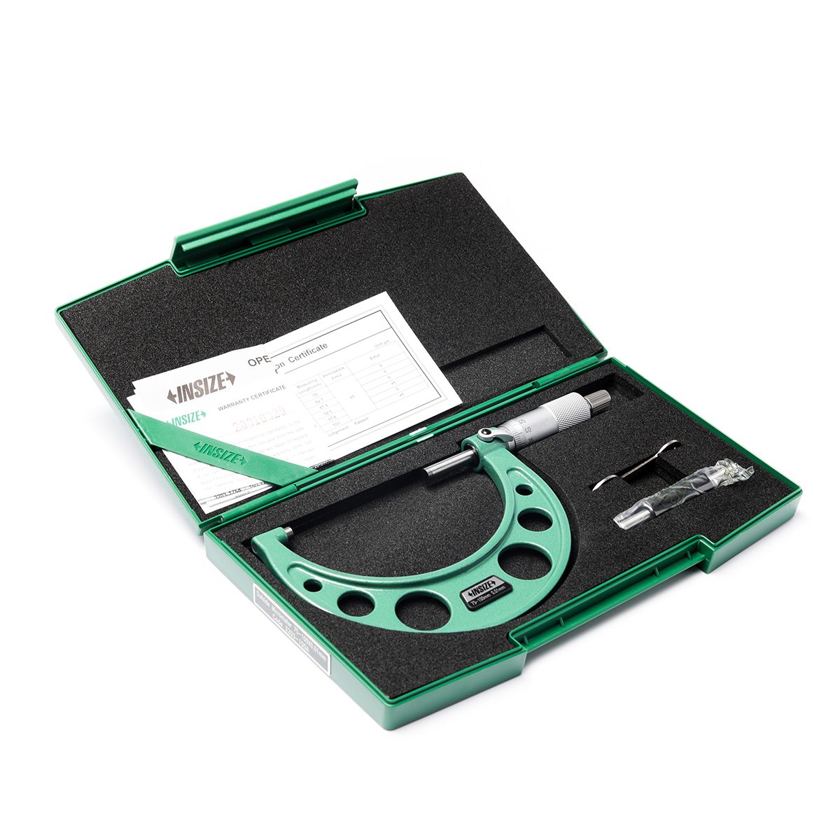 ไมโครมิเตอร์ (Outside Micrometer) อินไซส์ (INSIZE) รุ่น 3203-100A ช่วงวัดระยะ 75-100 มม. (G 0.01) ความละเอียด 0.01 มม. ความแม่นยำ +/- 0.002 