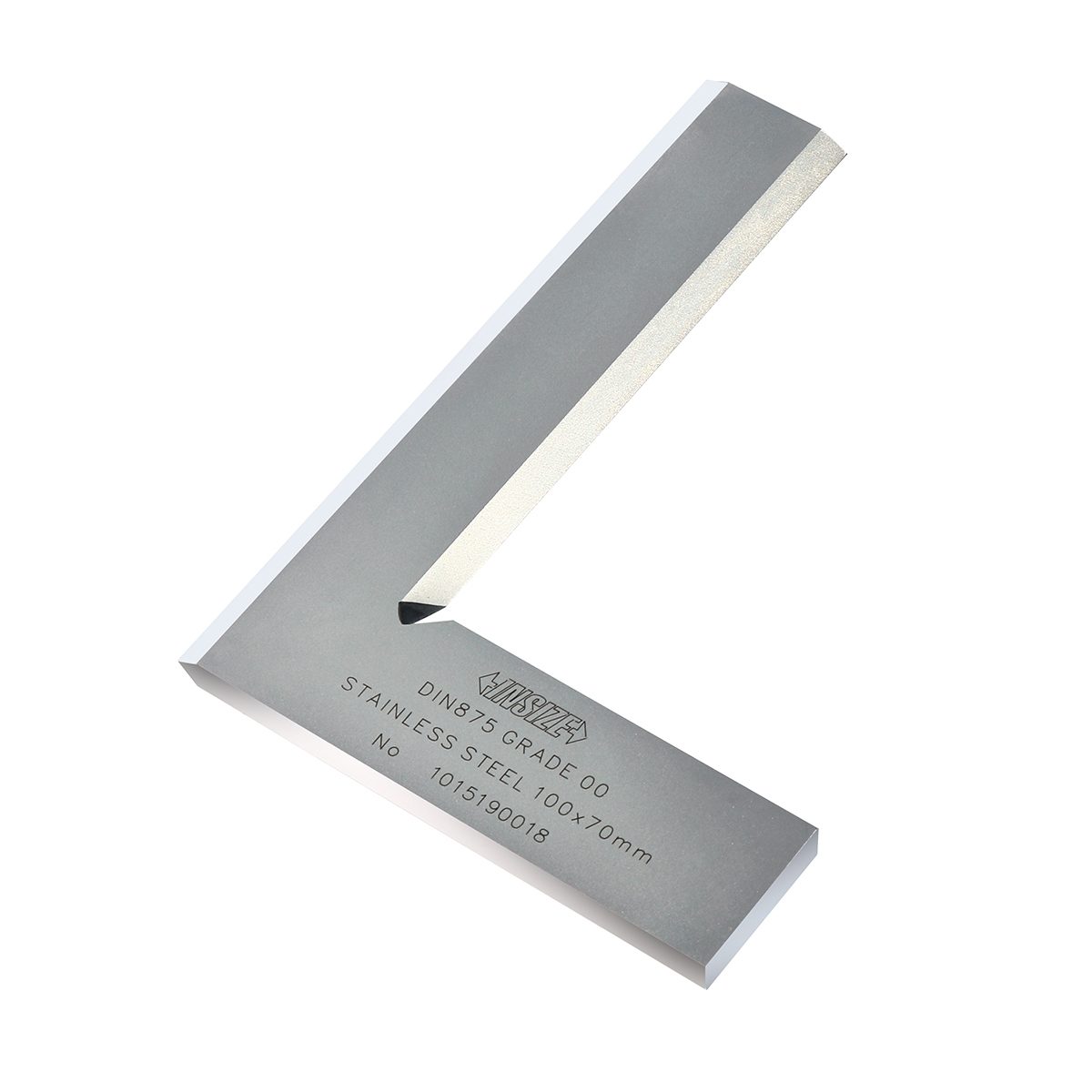 ฉากเหล็กวัด 90 องศา (90 Beveled Edge Square) อินไซส์ (INSIZE) รุ่น 4790-0100 ขนาด 100x70 มม. เกรด 00 ตรงมุมมีร่องวัดความเอียงทั้งในและนอก ตร