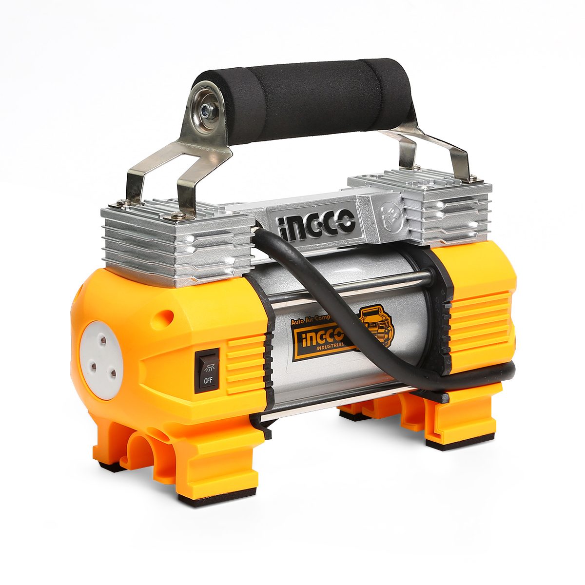 INGCO ปั๊มลมมินิ 12 โวลต์ 18 แอมป์ รุ่น AAC2508 แรงดันลมสูงสุด 120 PSI (8 บาร์) ปริมาณลมสูงสุด 45 ลิตร/นาที ใช้งานต่อเนื่อง 15 นาที (อิงโก)