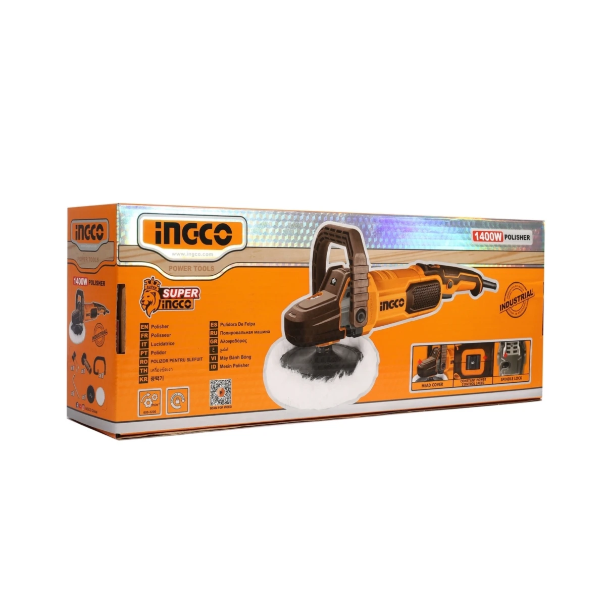 INGCO เครื่องขัดเงา 180 มม. (7 นิ้ว) รุ่น AP140028 กำลังไฟฟ้า 1,400 วัตต์ ความเร็วรอบ 600-3,200 รอบ/นาที (อิงโก้)