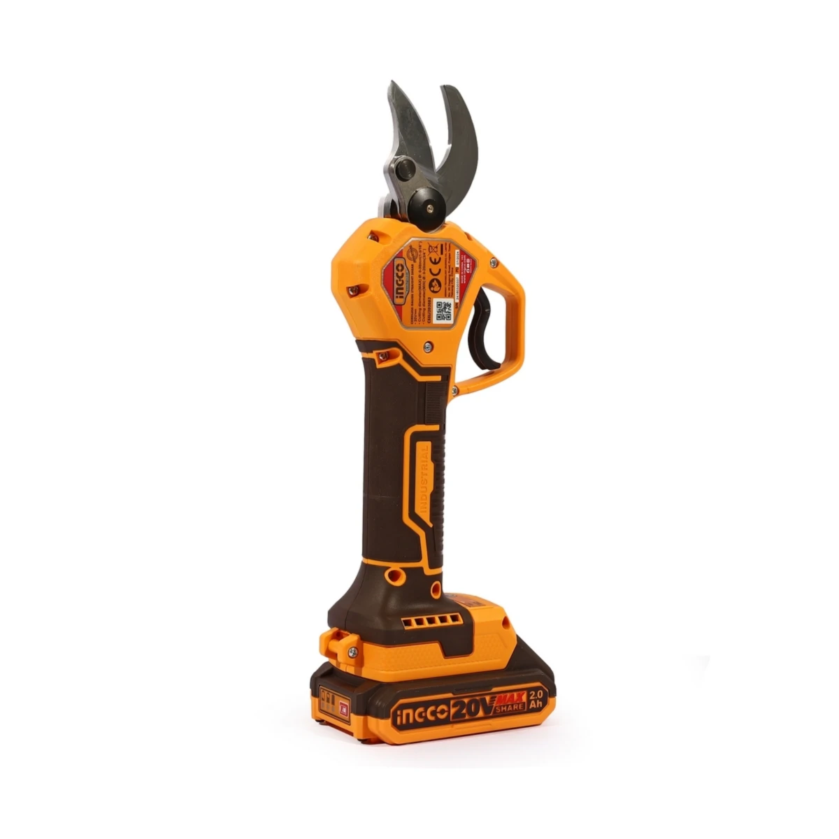 INGCO กรรไกรตัดกิ่งไร้สาย 20 โวลต์ รุ่น CSSLI203083 มอเตอร์ Brushless สามารถตัดได้ 20-30 มม. พร้อมแท่นชาร์จ (อิงโก้)