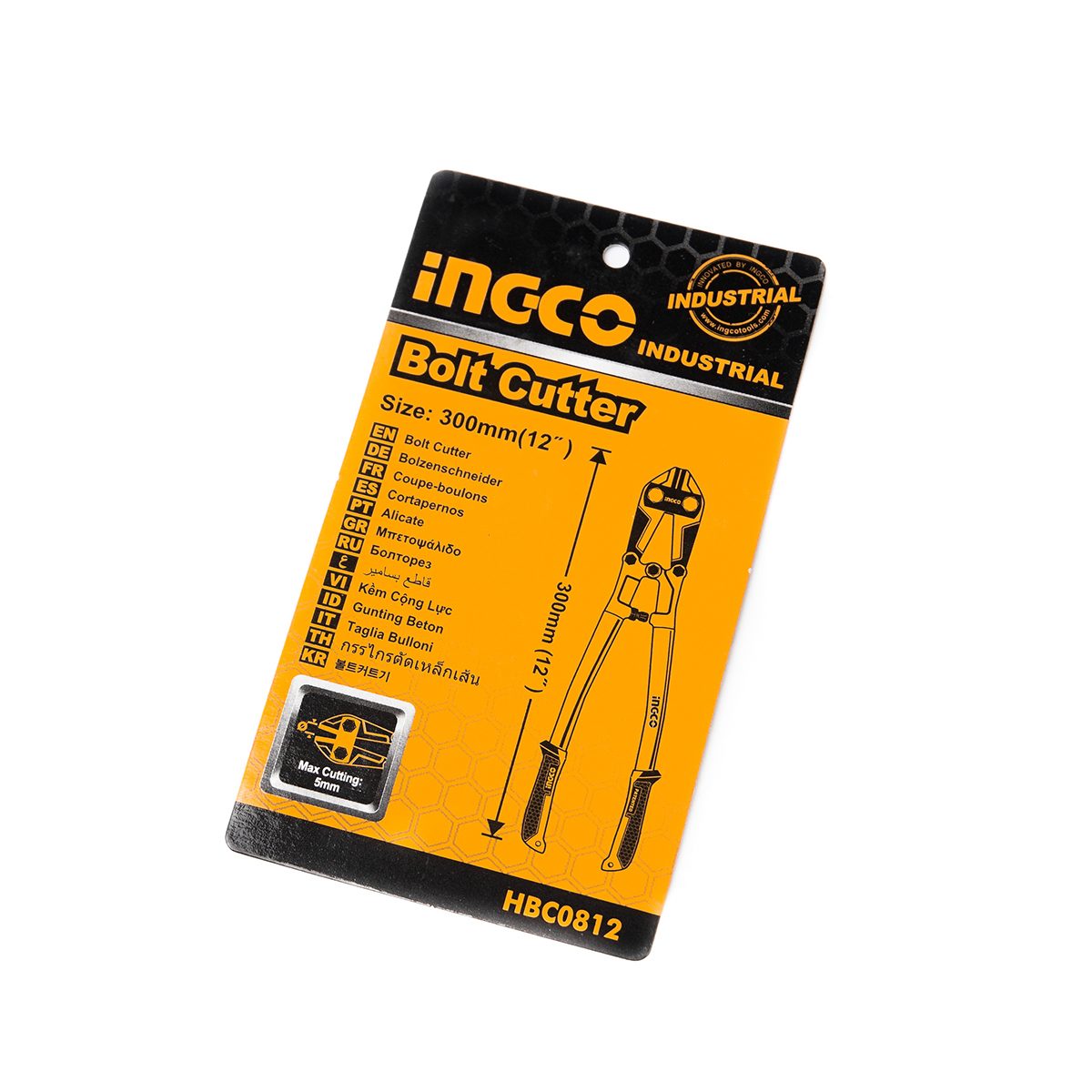 INGCO กรรไกรตัดเหล็ก ที่ตัดหล็กเส้น ขนาด 12 นิ้ว รุ่น HBC0812 ใบมีดผลิตจากวัสดุเหล็กโครมวานาเดียม ( CR-V : Chrome Vanadium) แข็งแรง ทนทาน (อ