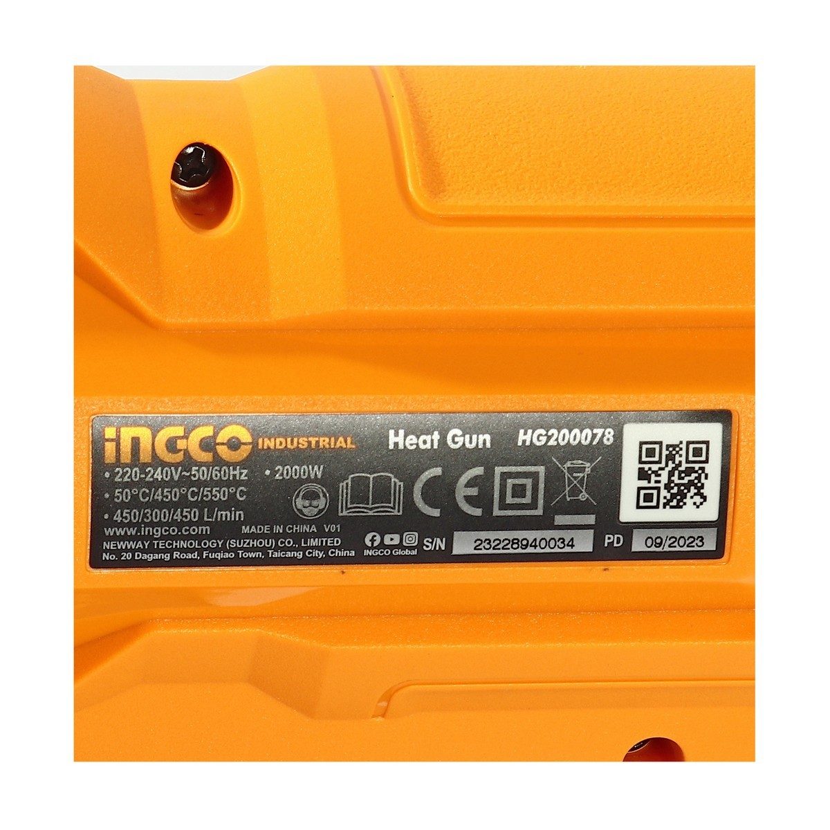 INGCO เครื่องเป่าลมร้อน 2000W รุ่น HG200078 แรงดัน 220-240 โวลต์ ตั้งค่าอุณหภูมิ 3 ระดับ พร้อมอุปกณ์ 4 ชิ้น (อิงโก้)