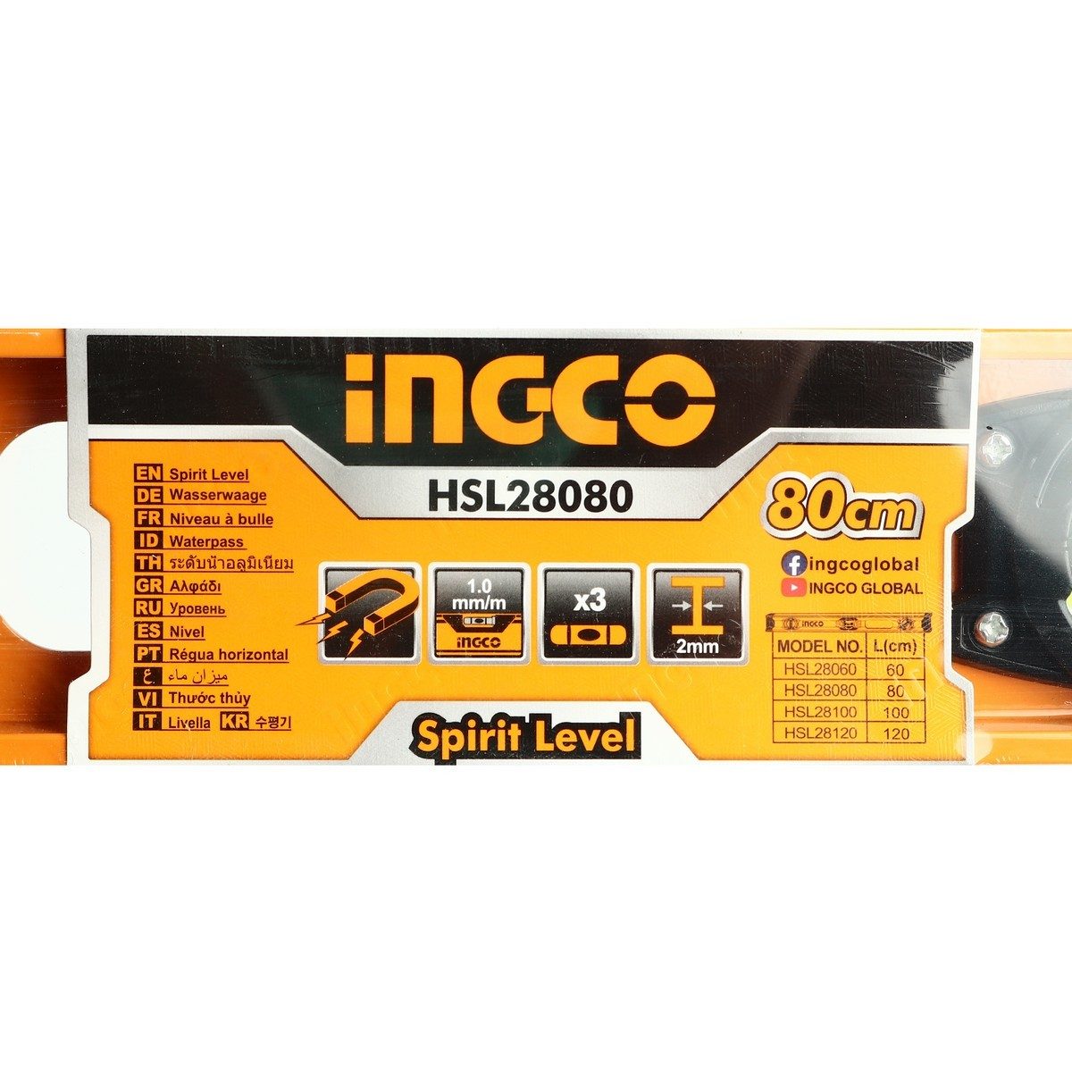 ระดับน้ำอลูมิเนียมแม่เหล็ก I-BEAM ขนาด 80cm INGCO รุ่น HSL28080